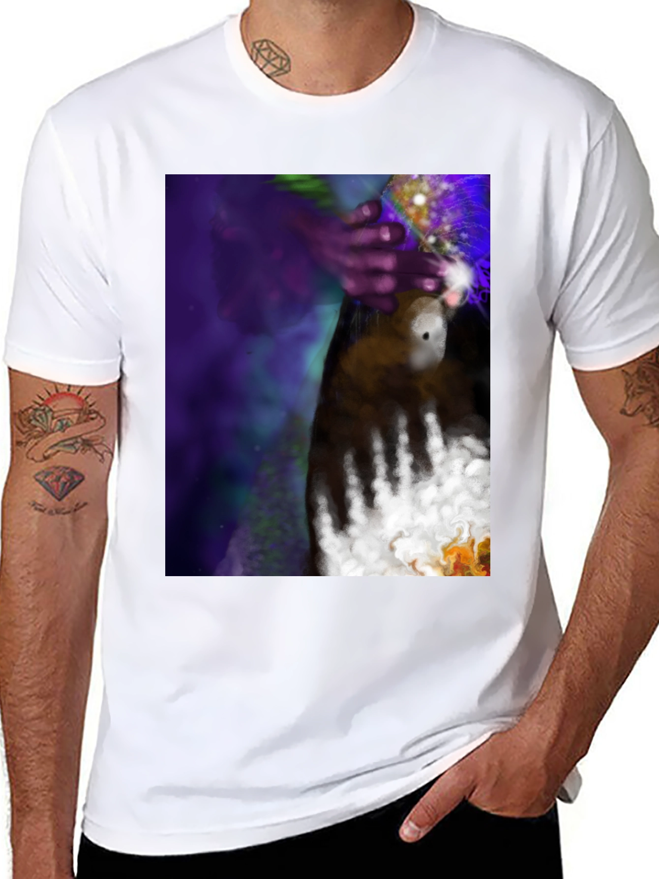 Black Abstract Hand Art Tee - Black view 8