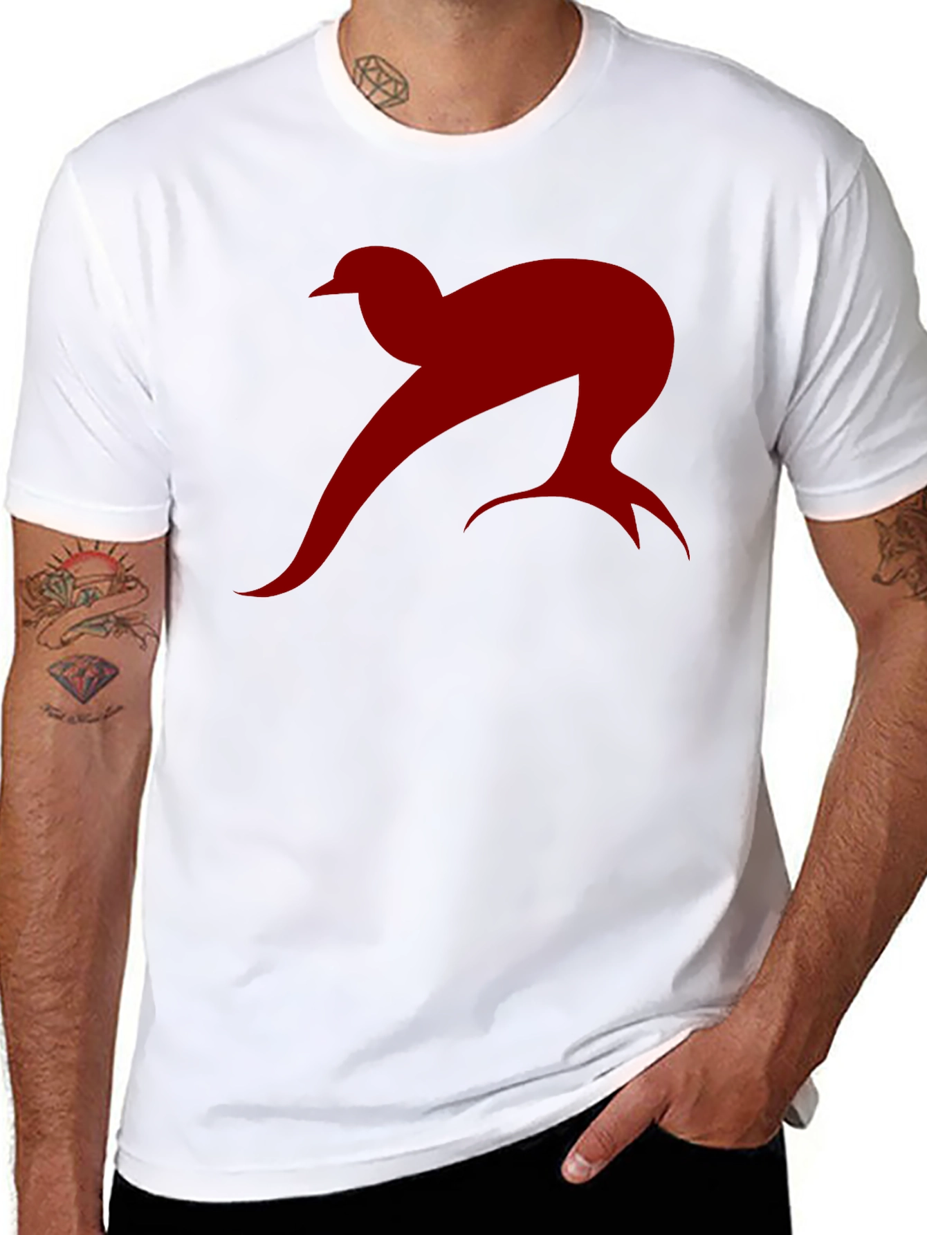 Black Abstract Bird Graphic Tee - Stylish Men's Black T-Shirt view 8