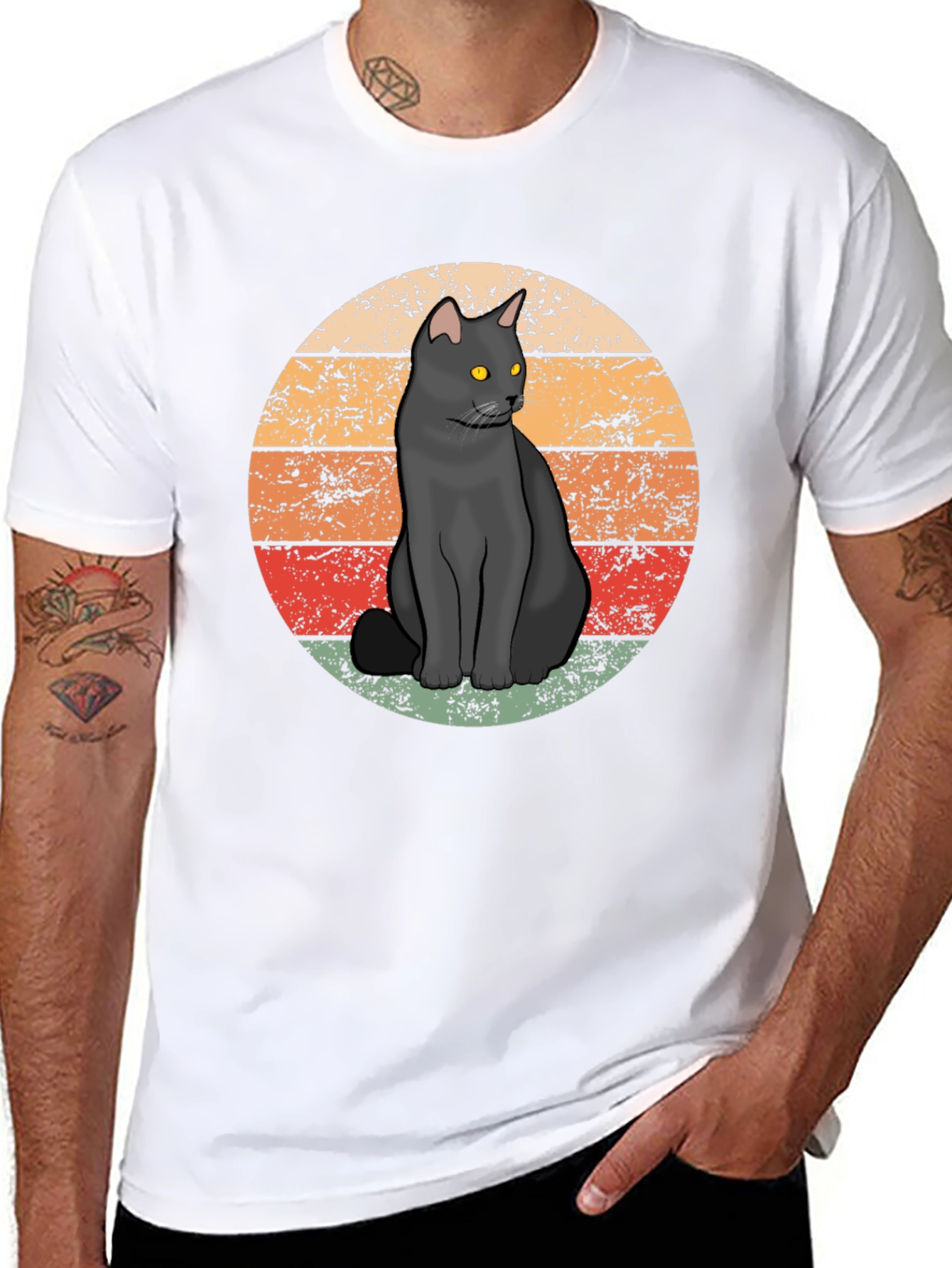 Black Retro Black Cat T-Shirt - Vintage Style Graphic Tee view 8
