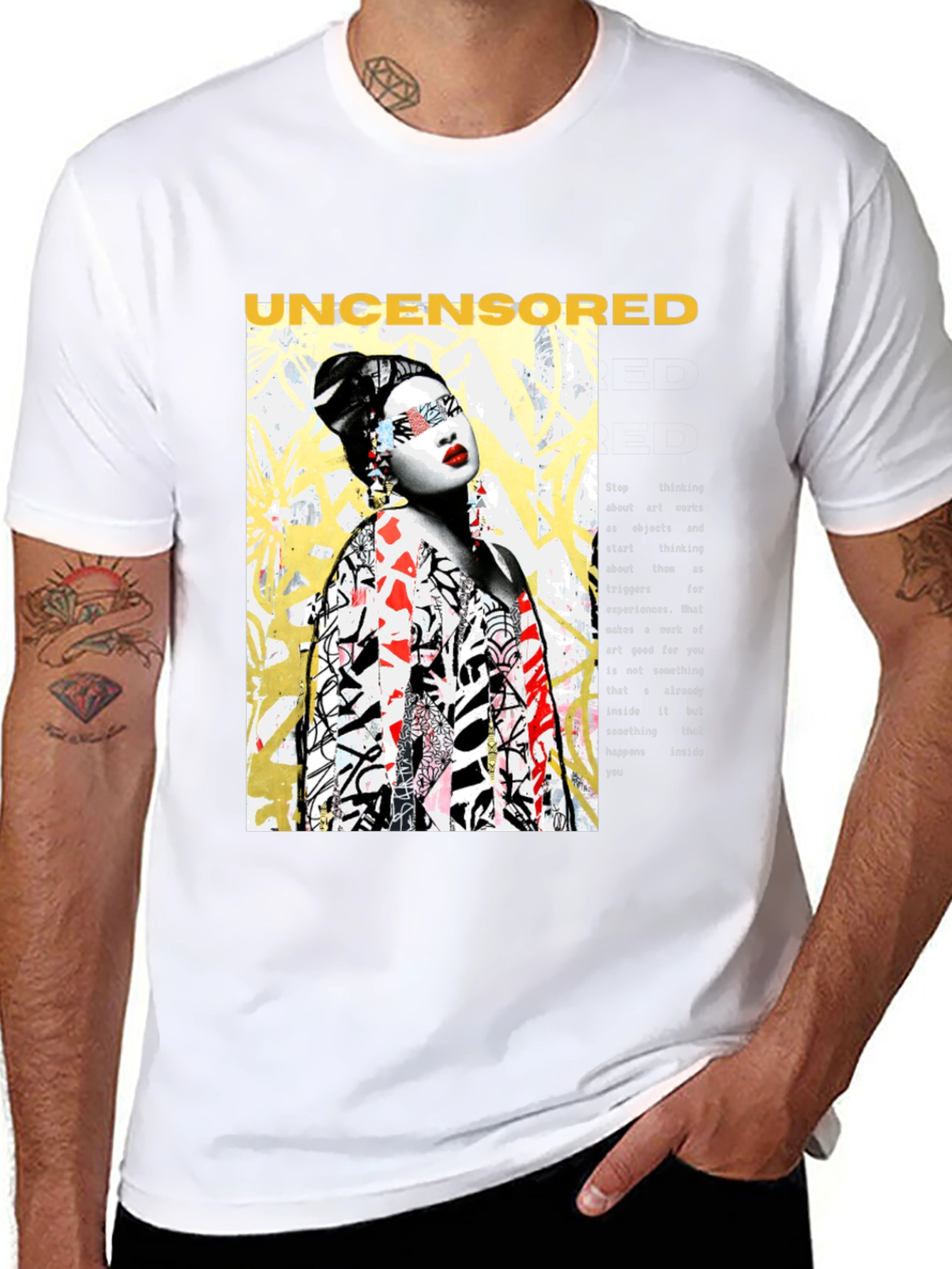 Black Uncensored Art Tee - Edgy Graphic Print T-Shirt view 8