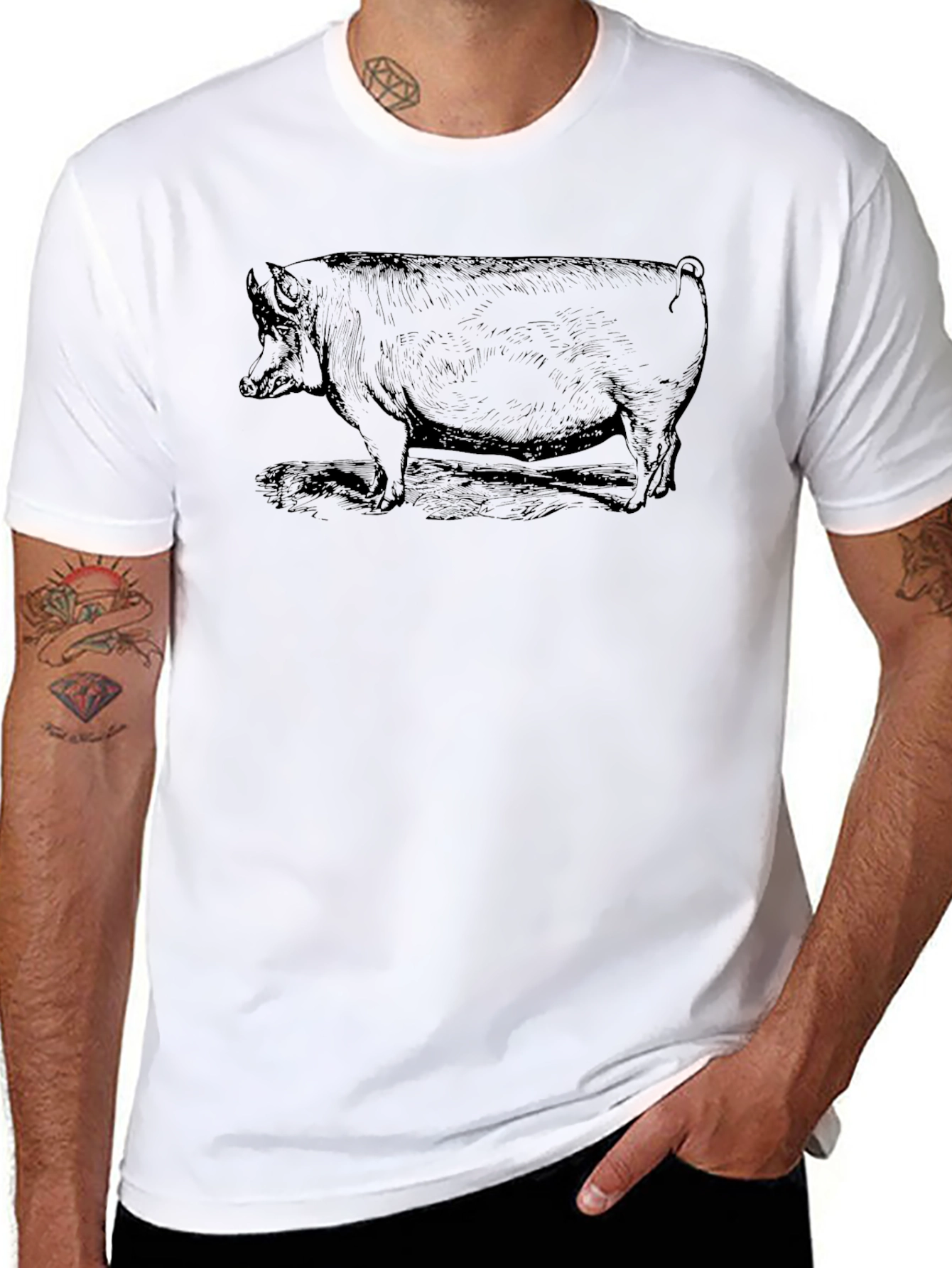 Black Black Pig Graphic T-Shirt - Unique Design view 8