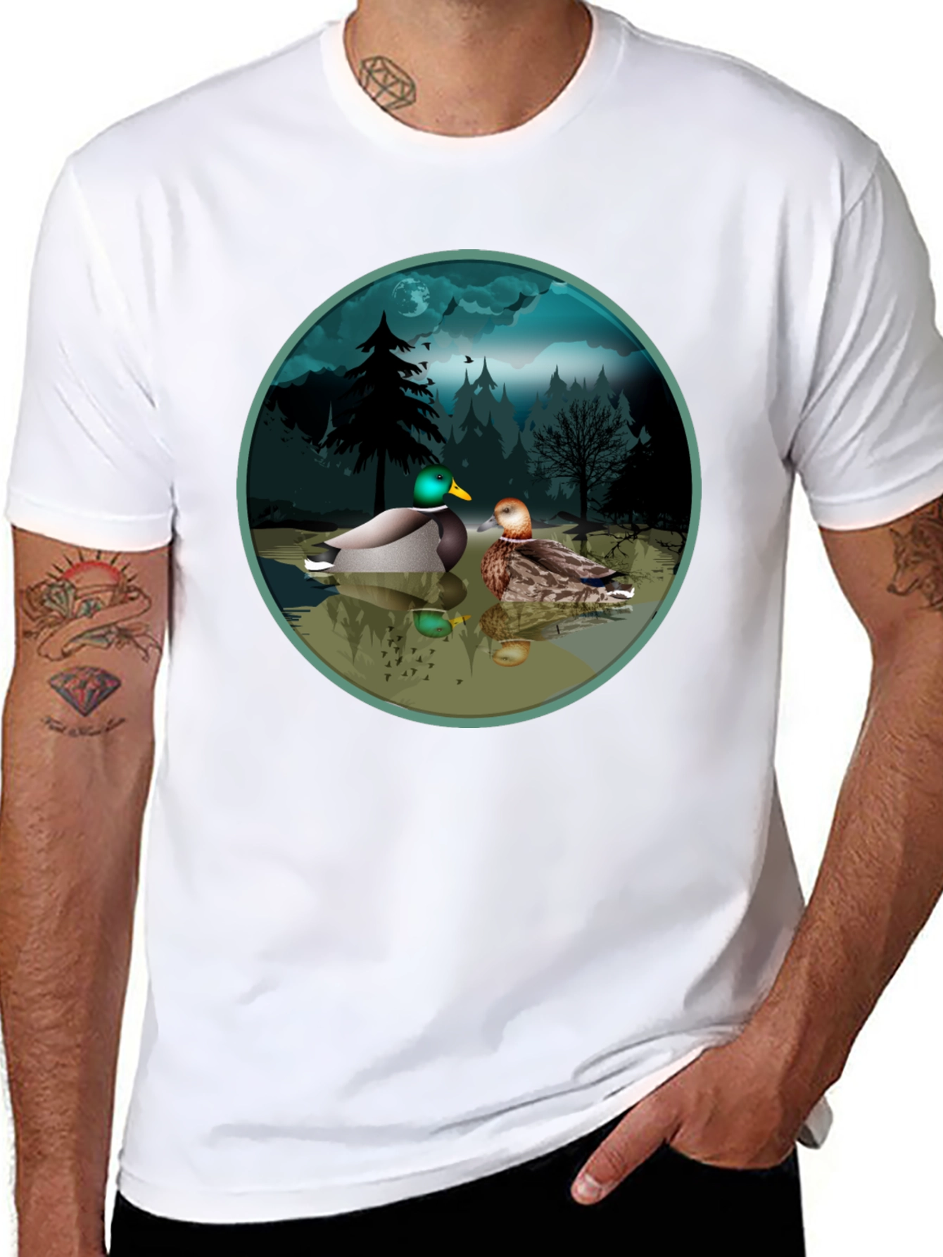 Black Duck Pond Graphic Tee - Black Cotton T-Shirt view 8