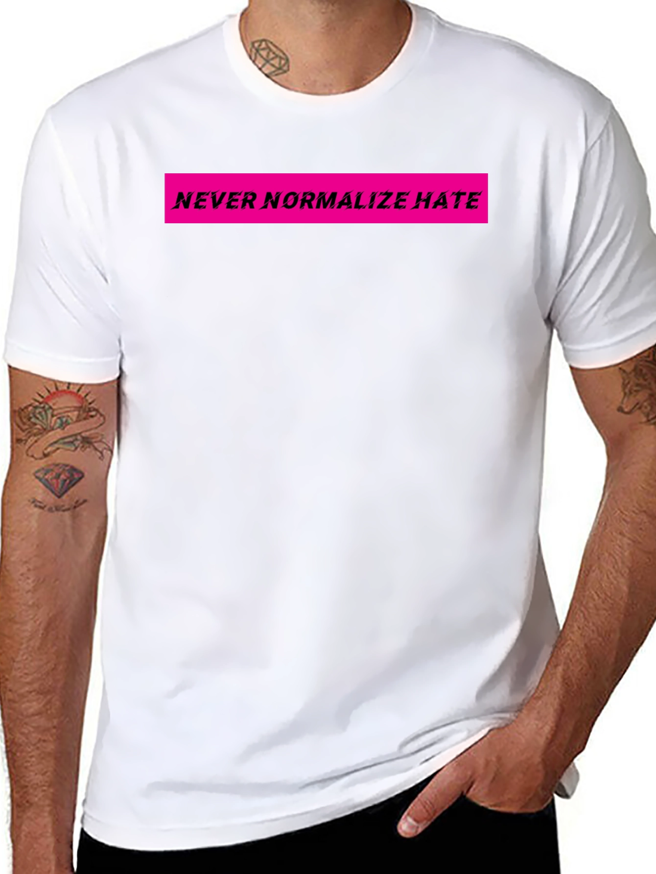 Black Never Normalize Hate Graphic Tee view 8