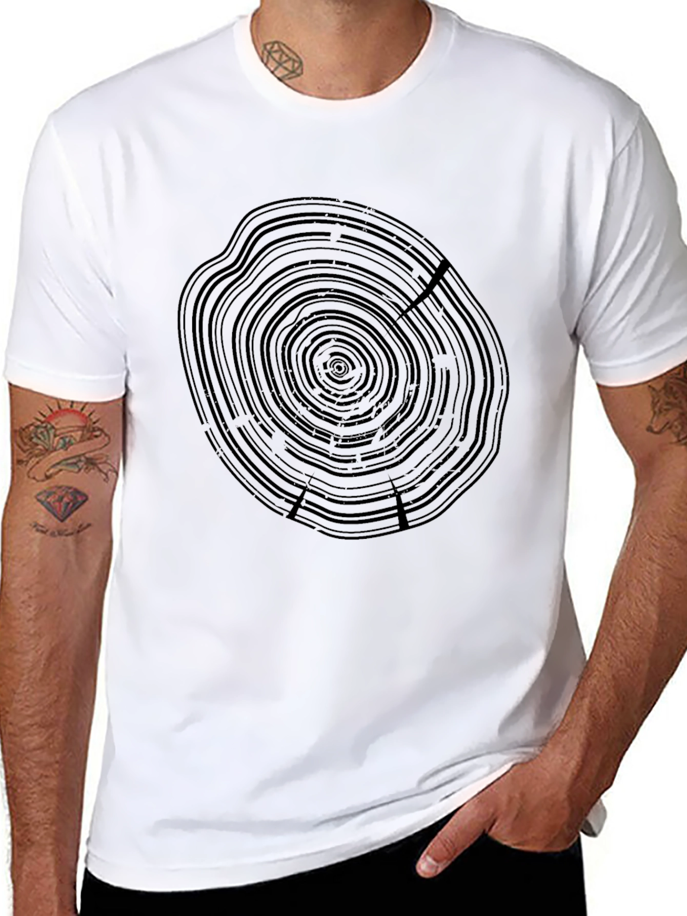 Black Tree Ring Graphic T-Shirt - Black view 8