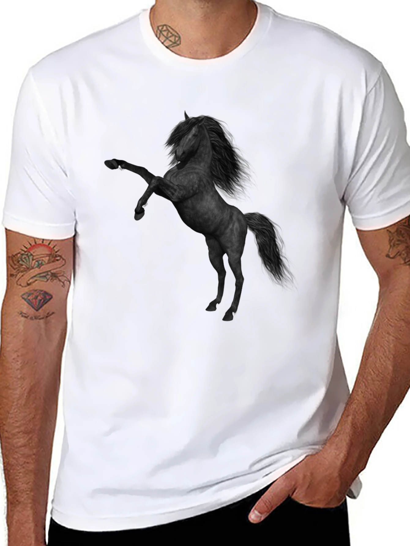 Black Black Horse Graphic Tee - Stylish Men's T-Shirt view 8