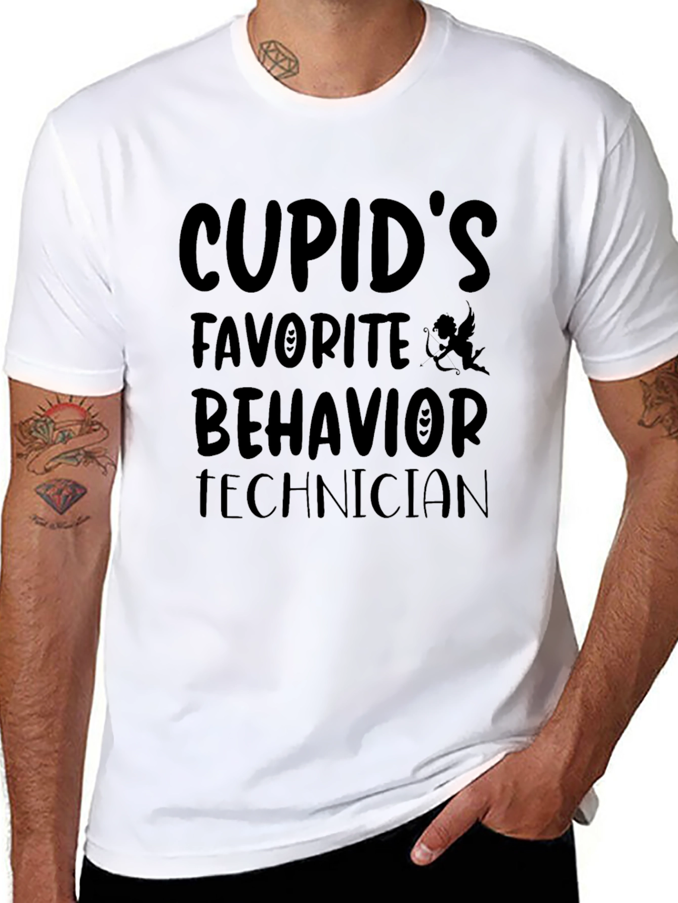 Black Cupid's Favorite Behavior Technician Black T-Shirt view 8