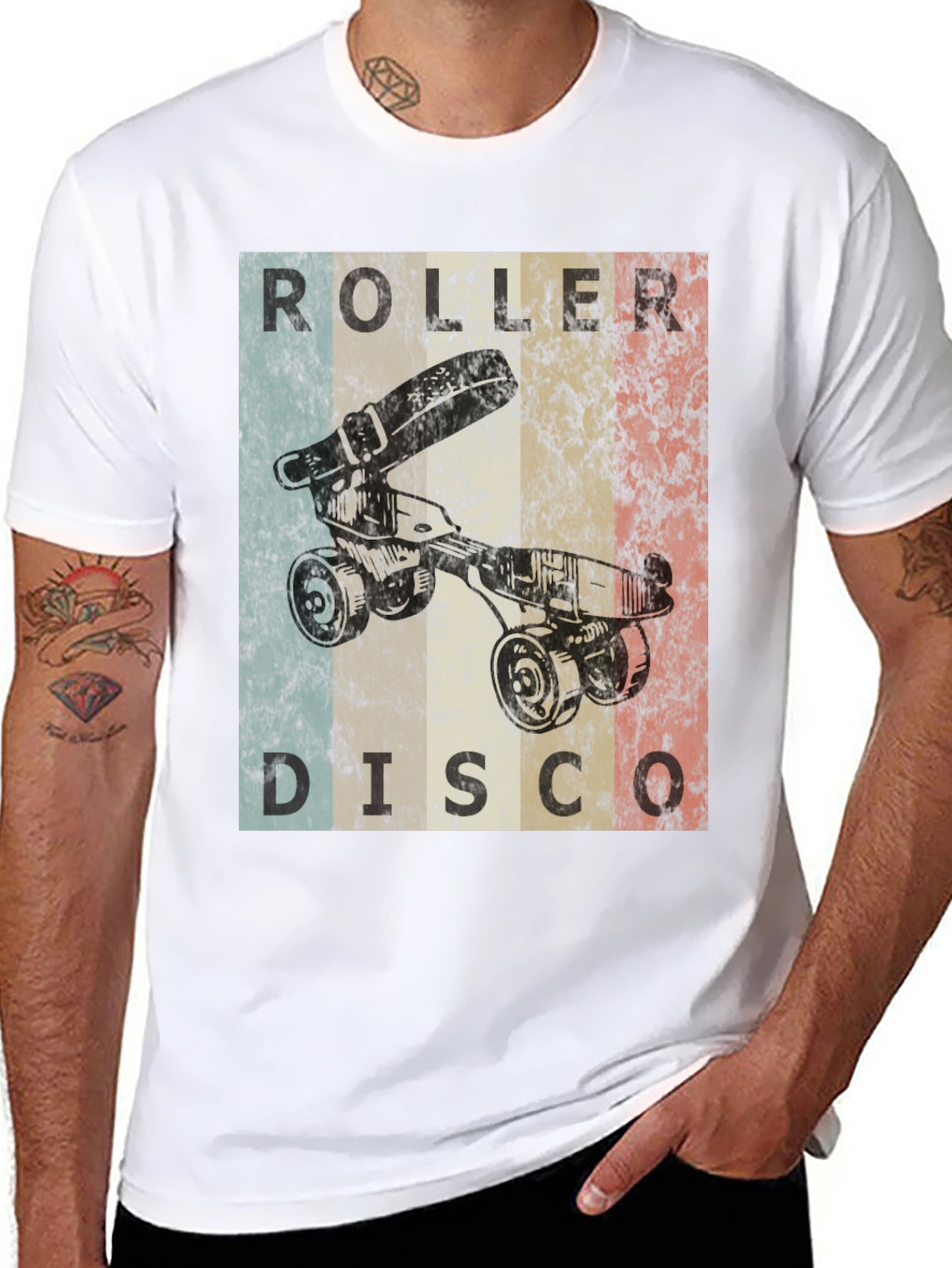 Black Retro Roller Disco T-Shirt - Vintage Skate Style view 8