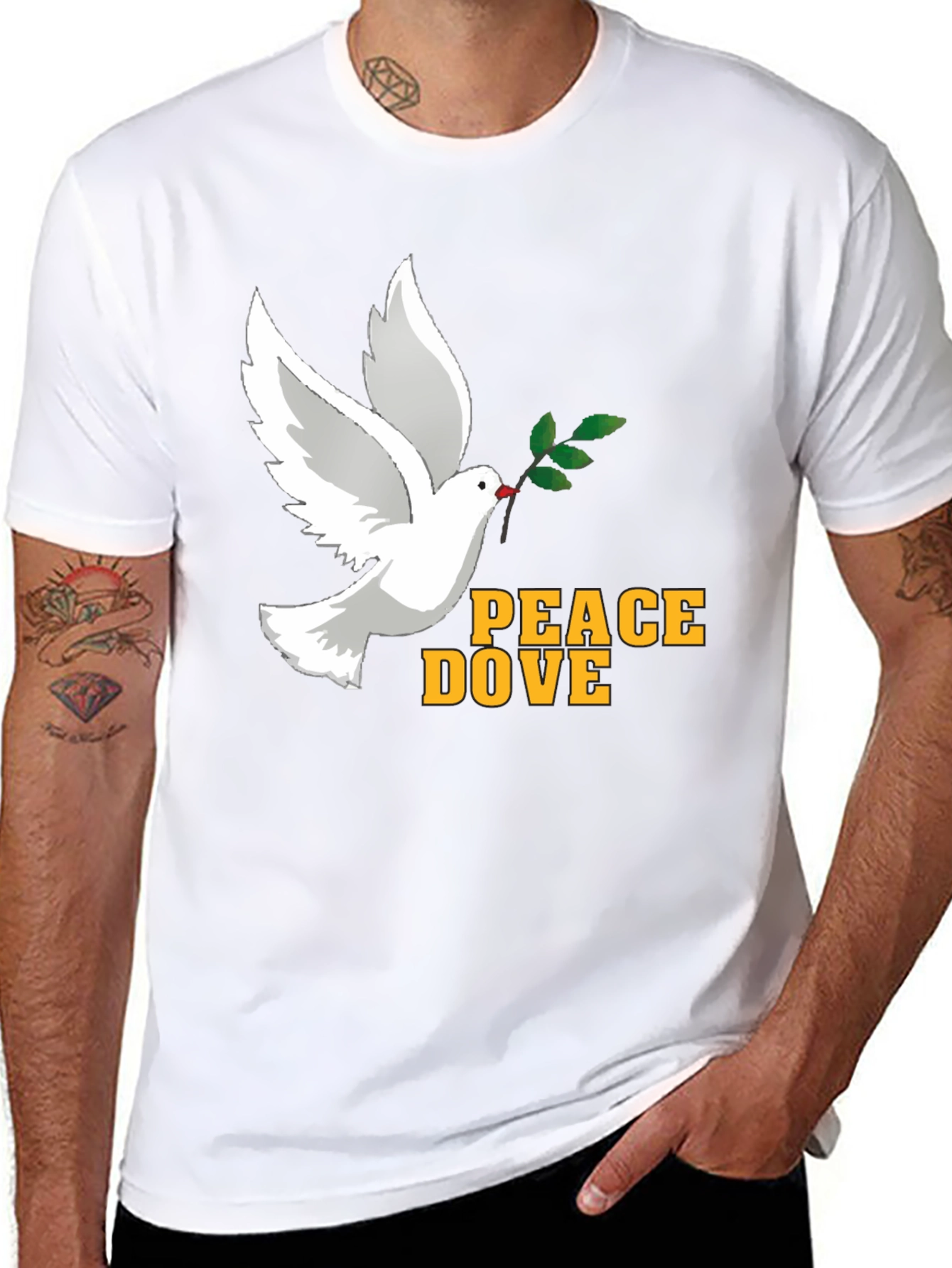 Black Peace Dove Graphic T-Shirt - Soft Cotton Blend, Black view 8