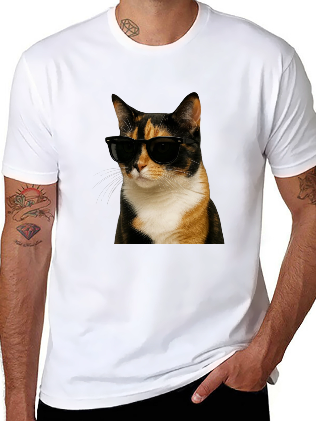 Black Cool Cat Graphic T-Shirt - Black view 8