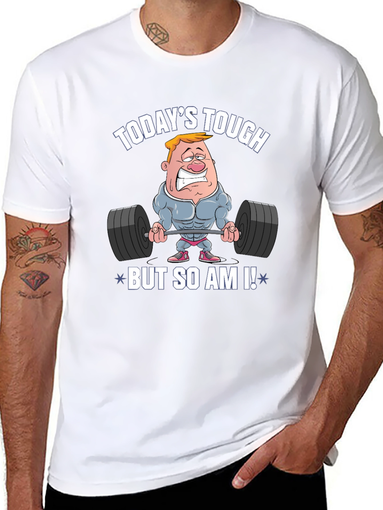 Black Today's Tough But So Am I! Funny Workout T-Shirt view 8