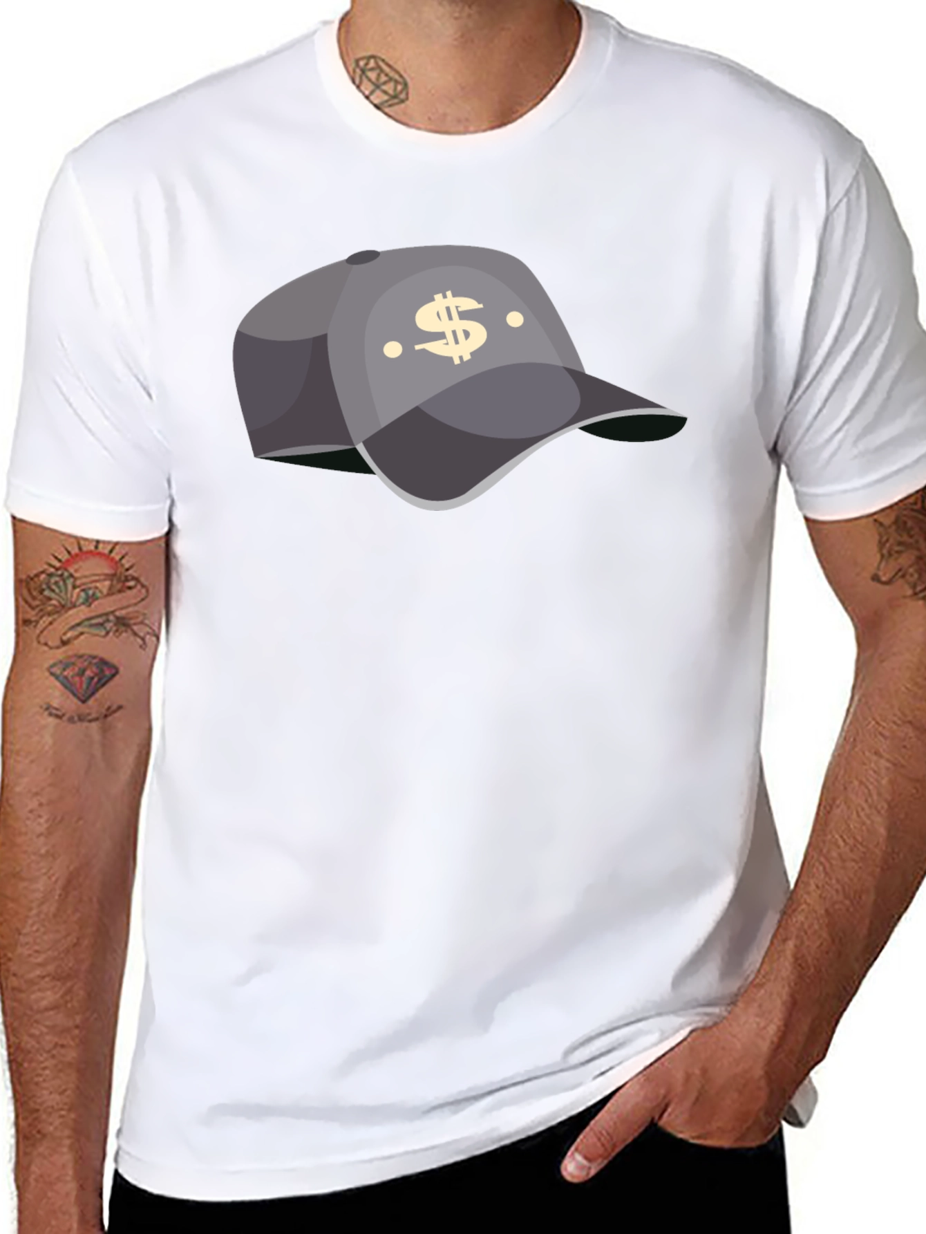 Black Trendy Black T-Shirt with Hat Graphic view 8