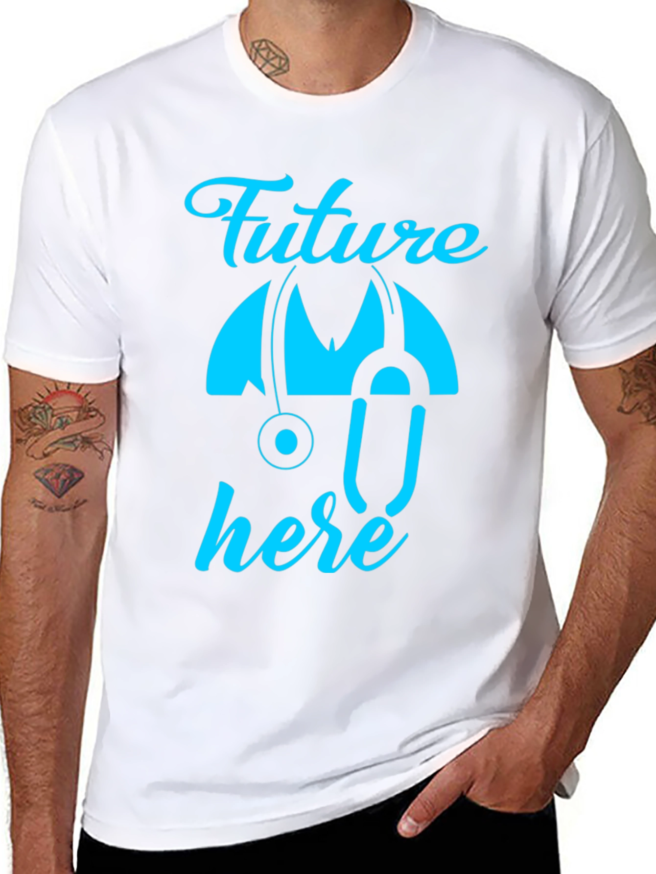 Black Future Doctor Here T-Shirt - Black view 8