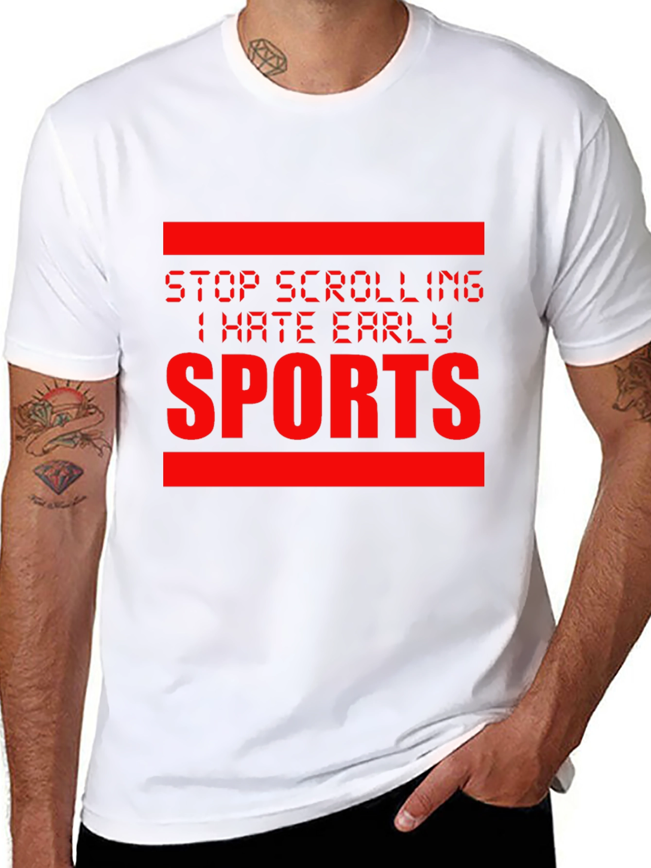 Black Stop Scrolling I Hate Early Sports Graphic Tee view 8