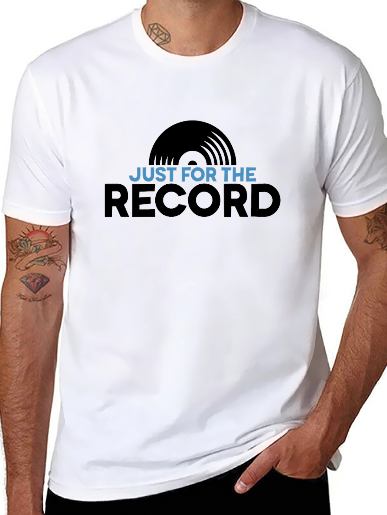 Black Just For The Record Graphic Tee - Black Cotton T-Shirt view 8