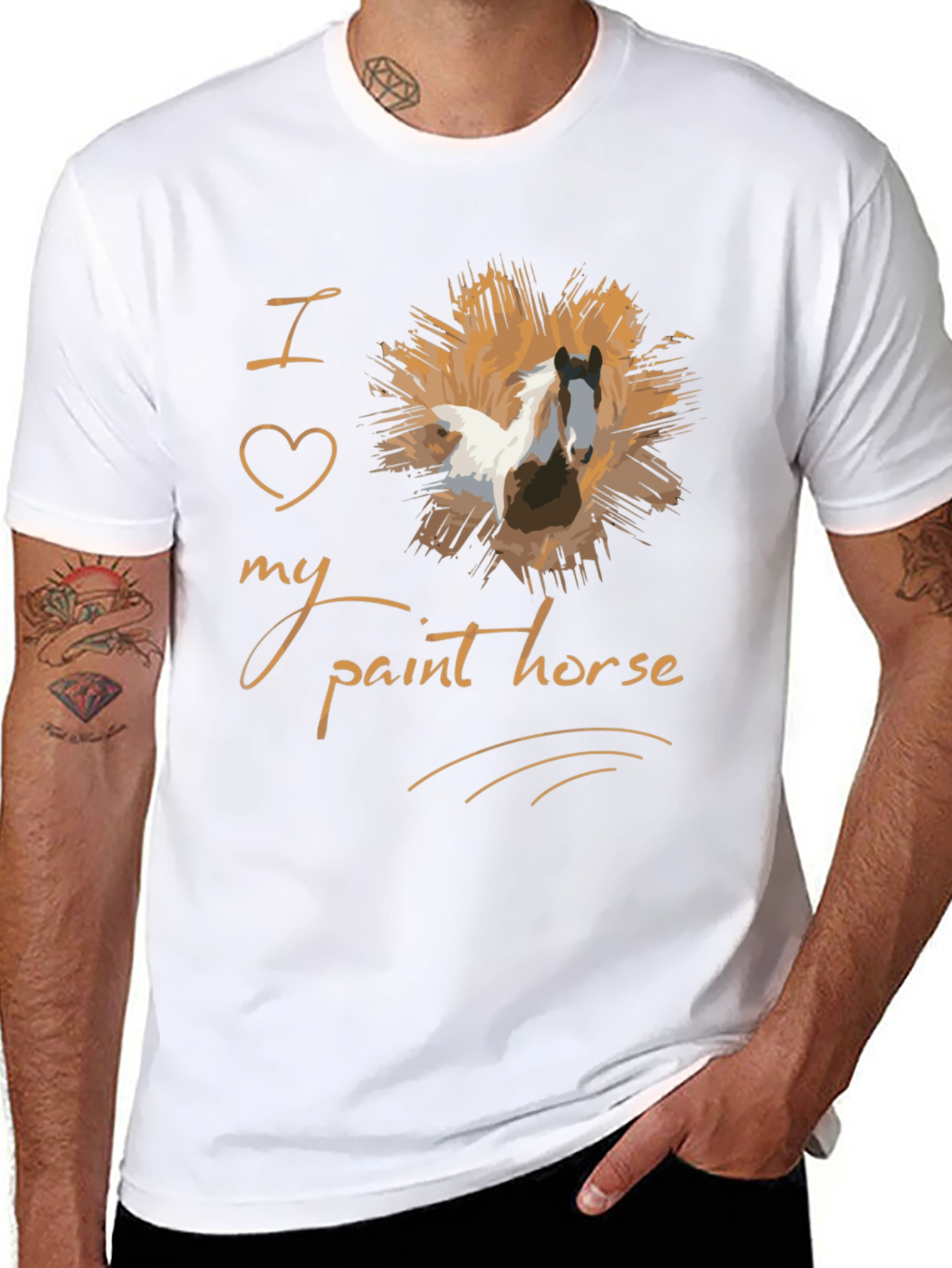 Black I Love My Paint Horse Graphic T-Shirt view 8