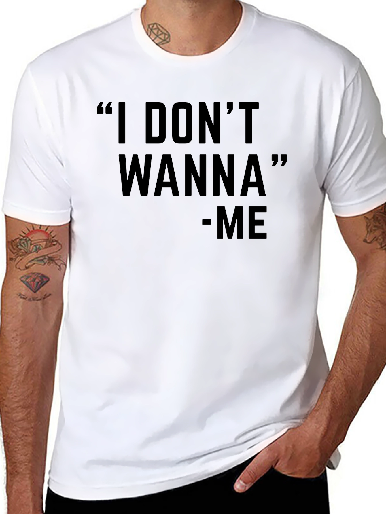 Black "I Don't Wanna" Graphic Black T-Shirt - Unisex view 8