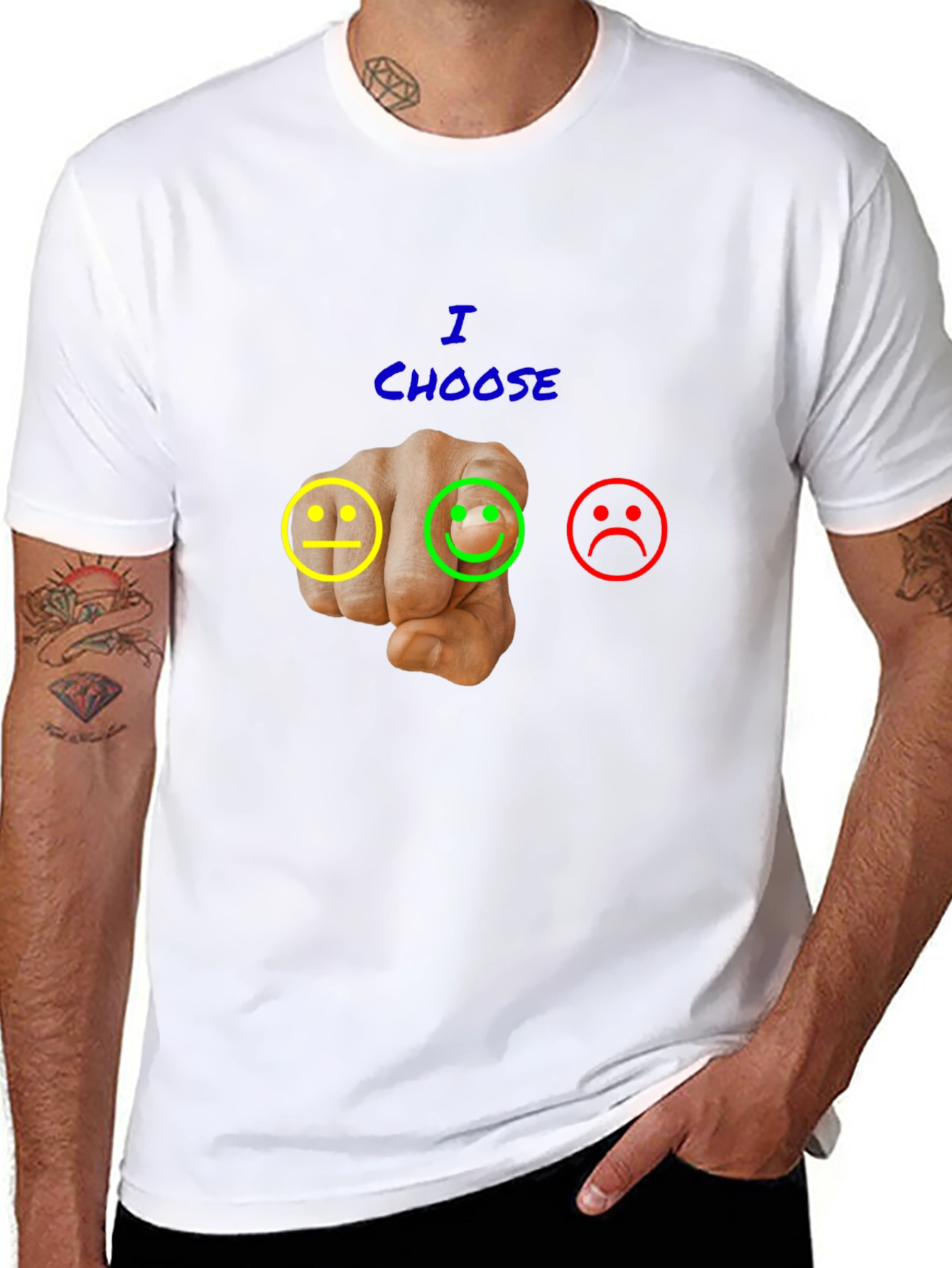 Black Choose Happy Graphic T-Shirt - Black Casual Tee view 8