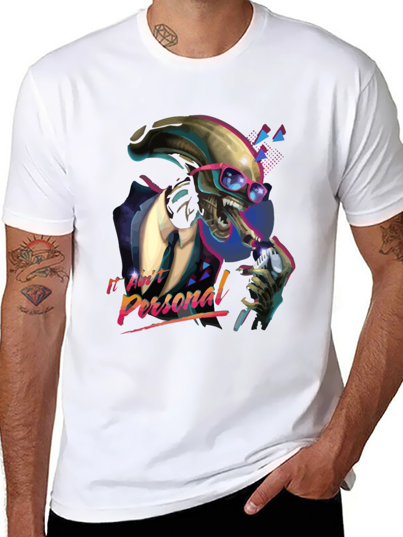Black Retro Alien Suit T-Shirt - "It Ain't Personal" view 8