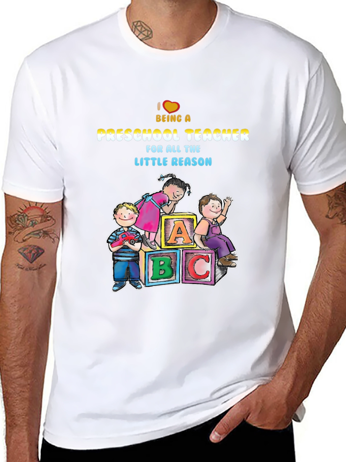 Black Preschool Teacher Graphic Tee view 8
