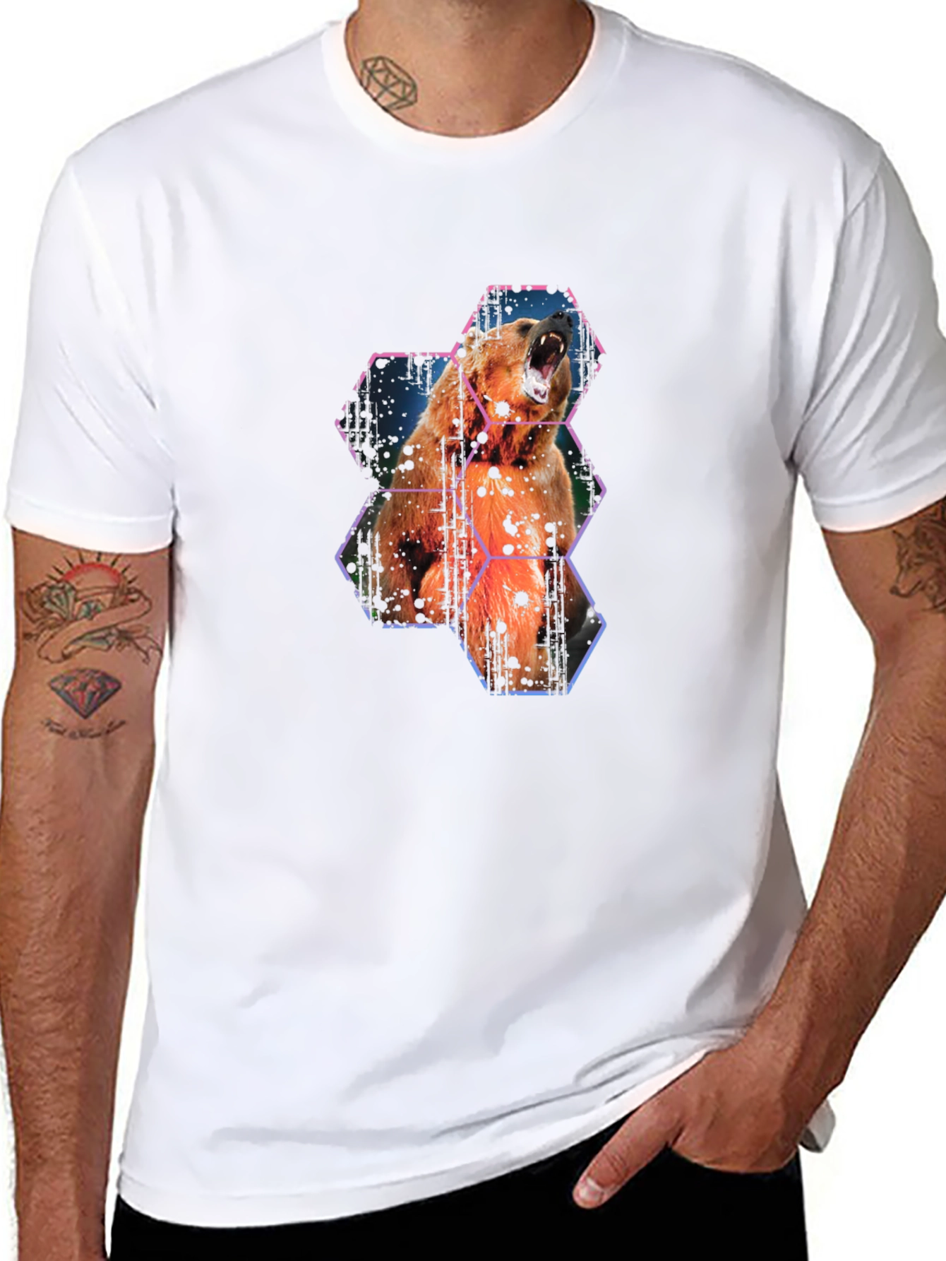 Black Bear Graphic Tee - Black Casual T-Shirt view 8