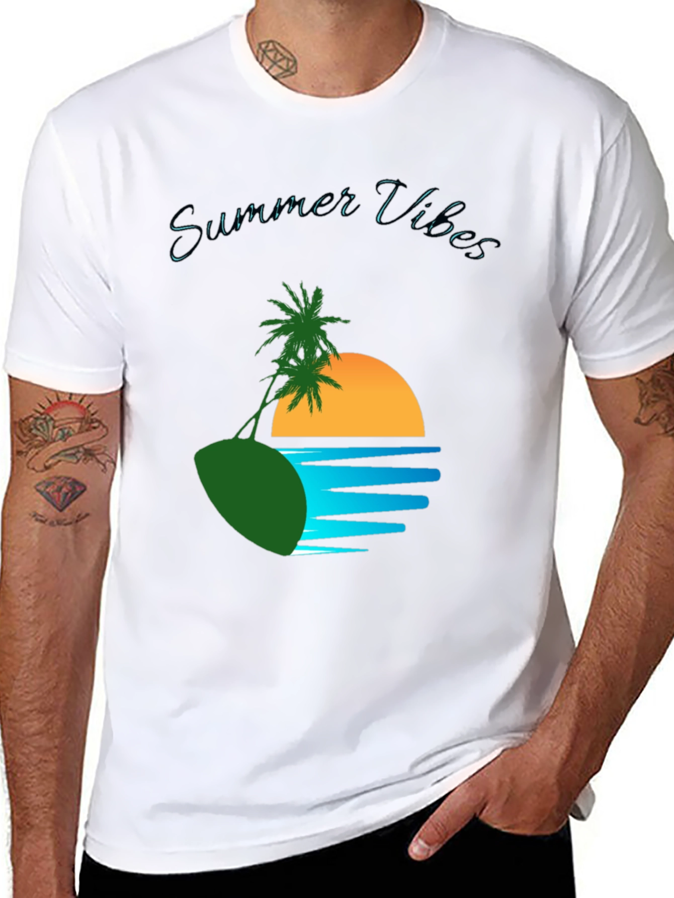 Black Summer Vibes Graphic T-Shirt view 8