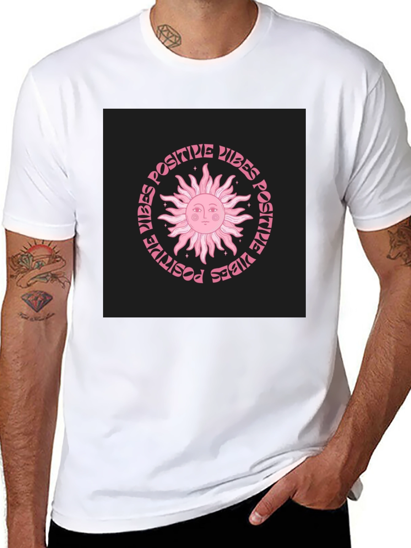 Black Positive Vibes Sun Graphic T-Shirt view 8