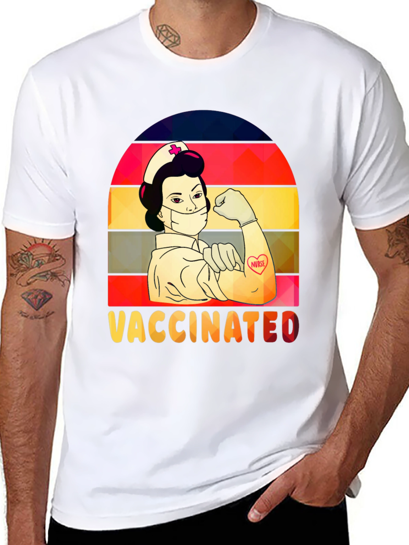 Vaccinated Nurse T-Shirt -  Retro Design - 8