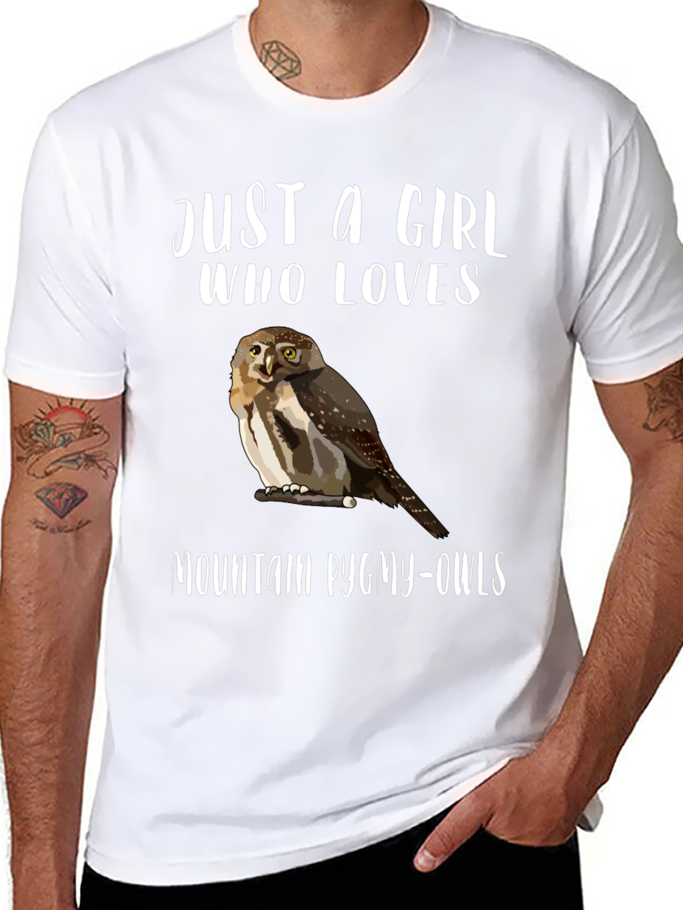 Black Just a Girl Who Loves Mountain Pygmy-Owls T-Shirt view 8