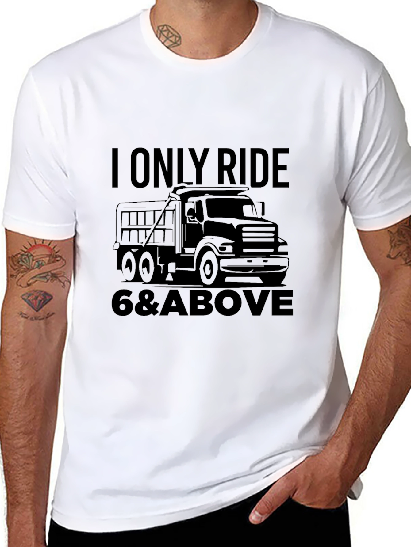 Black I Only Ride 6 & Above Truck Black T-Shirt view 8