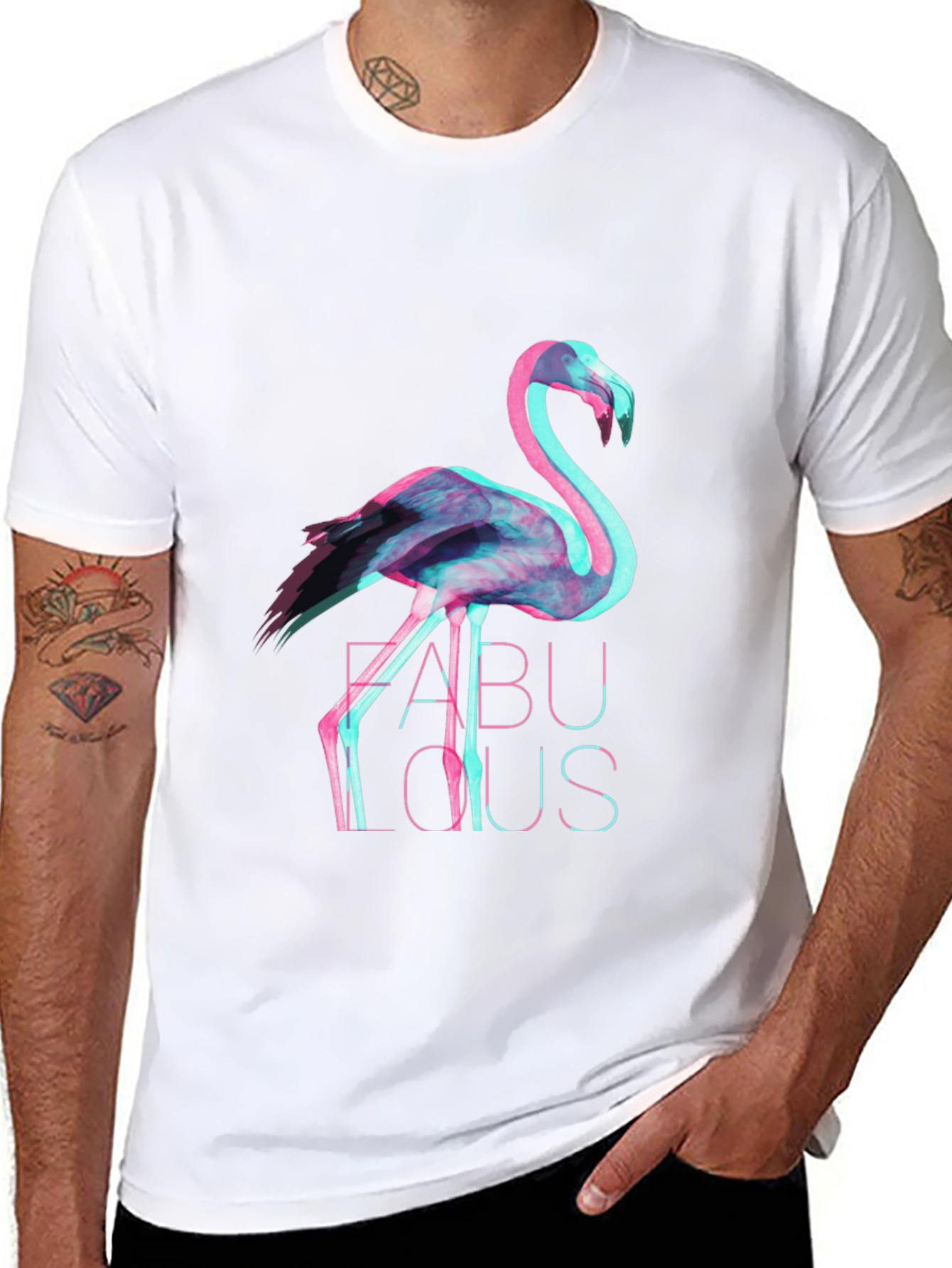 Black Men's Black Flamingo Fabulous Graphic Tee view 8