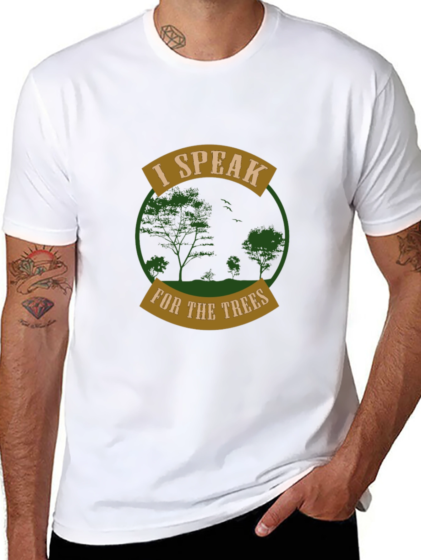 Black I Speak for the Trees Graphic Tee view 8