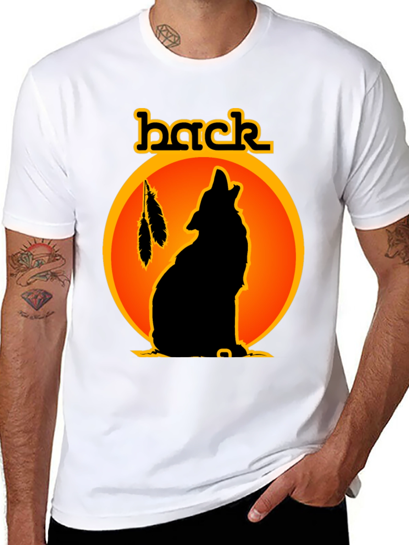 Black Wolf Silhouette Graphic Tee view 8