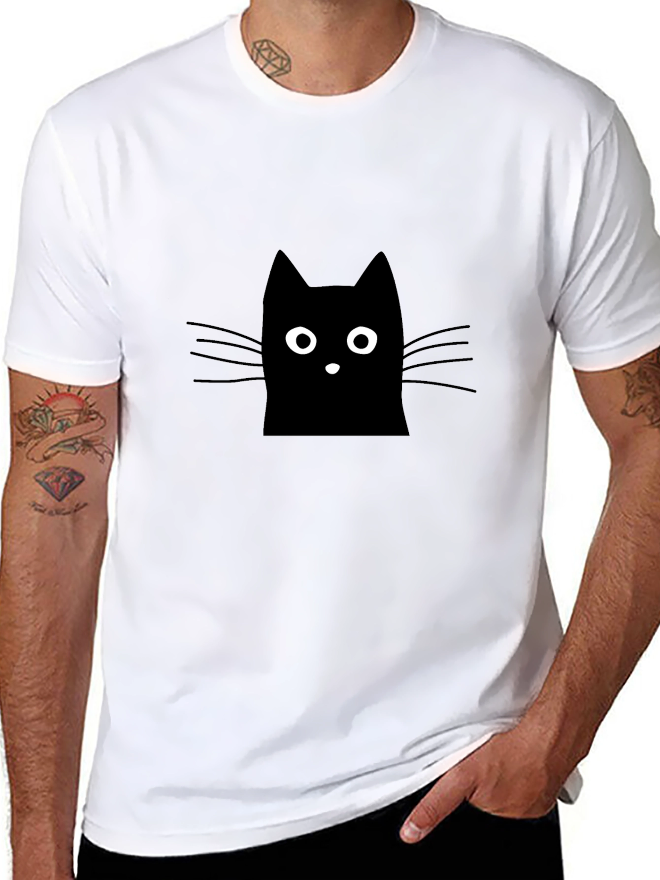 Black Black Cat Graphic Tee - Men's Casual Shirt view 8