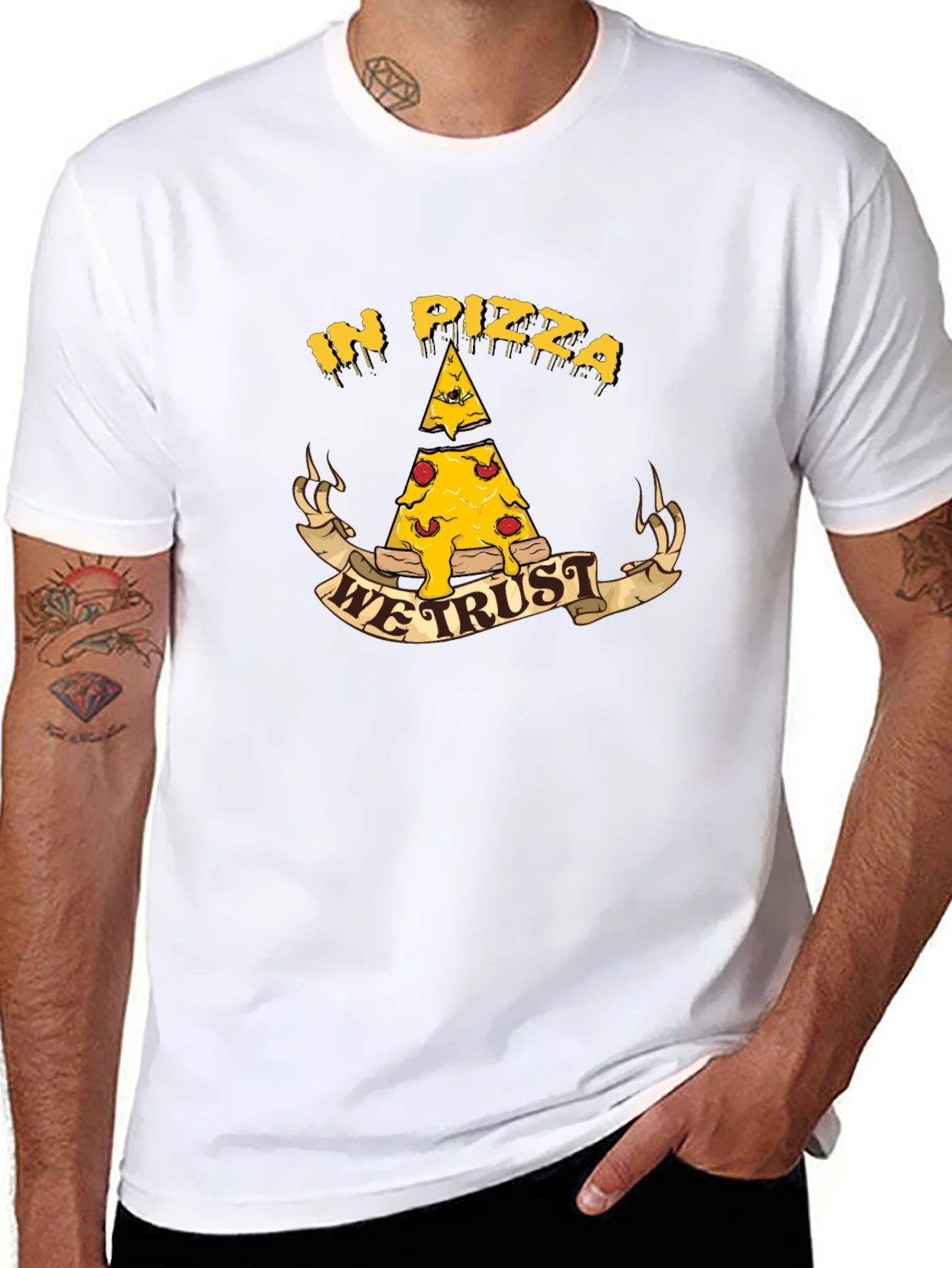 Black In Pizza We Trust T-Shirt - Funny Foodie Tee view 8