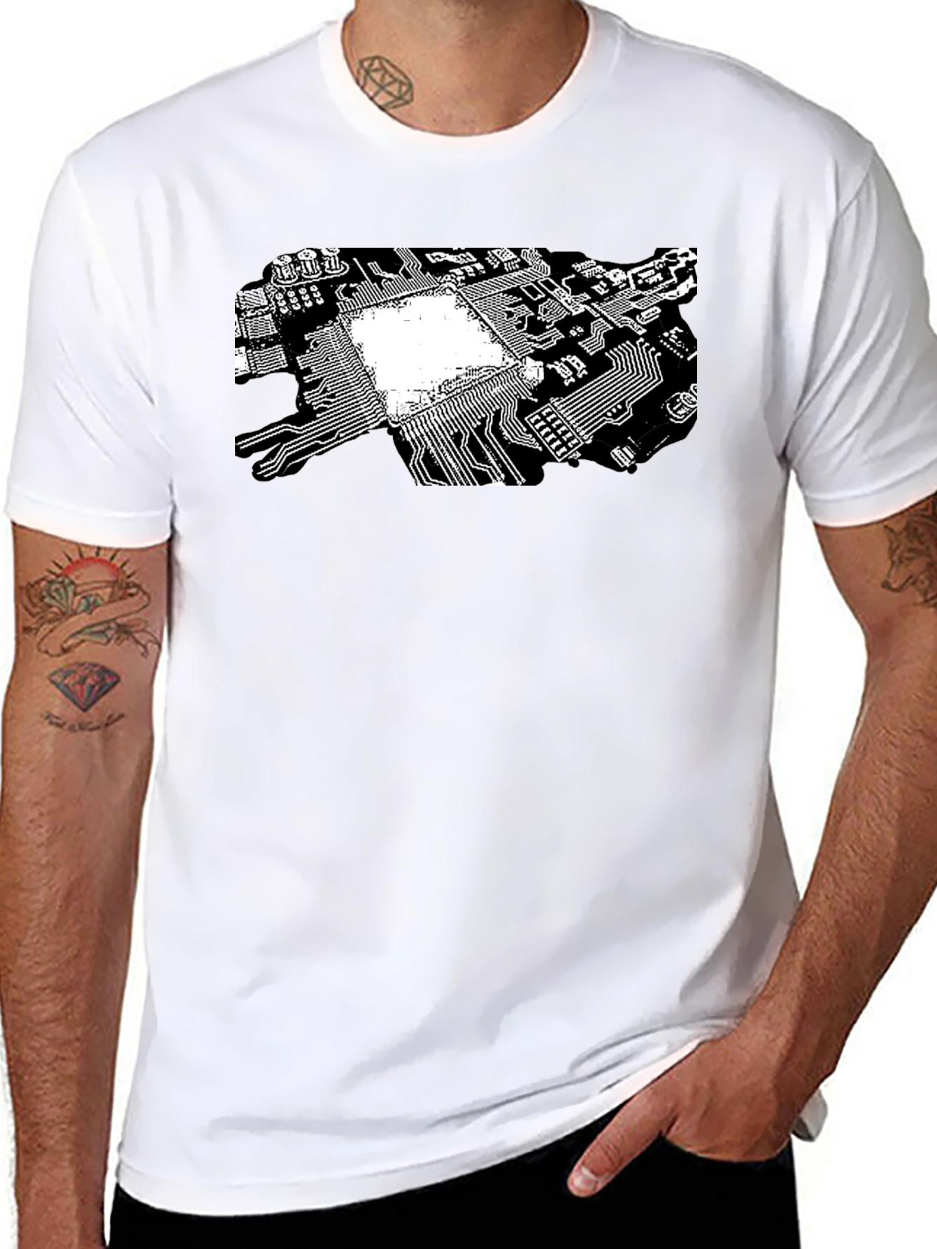 Black Tech Circuit Board Graphic Tee - Black view 8