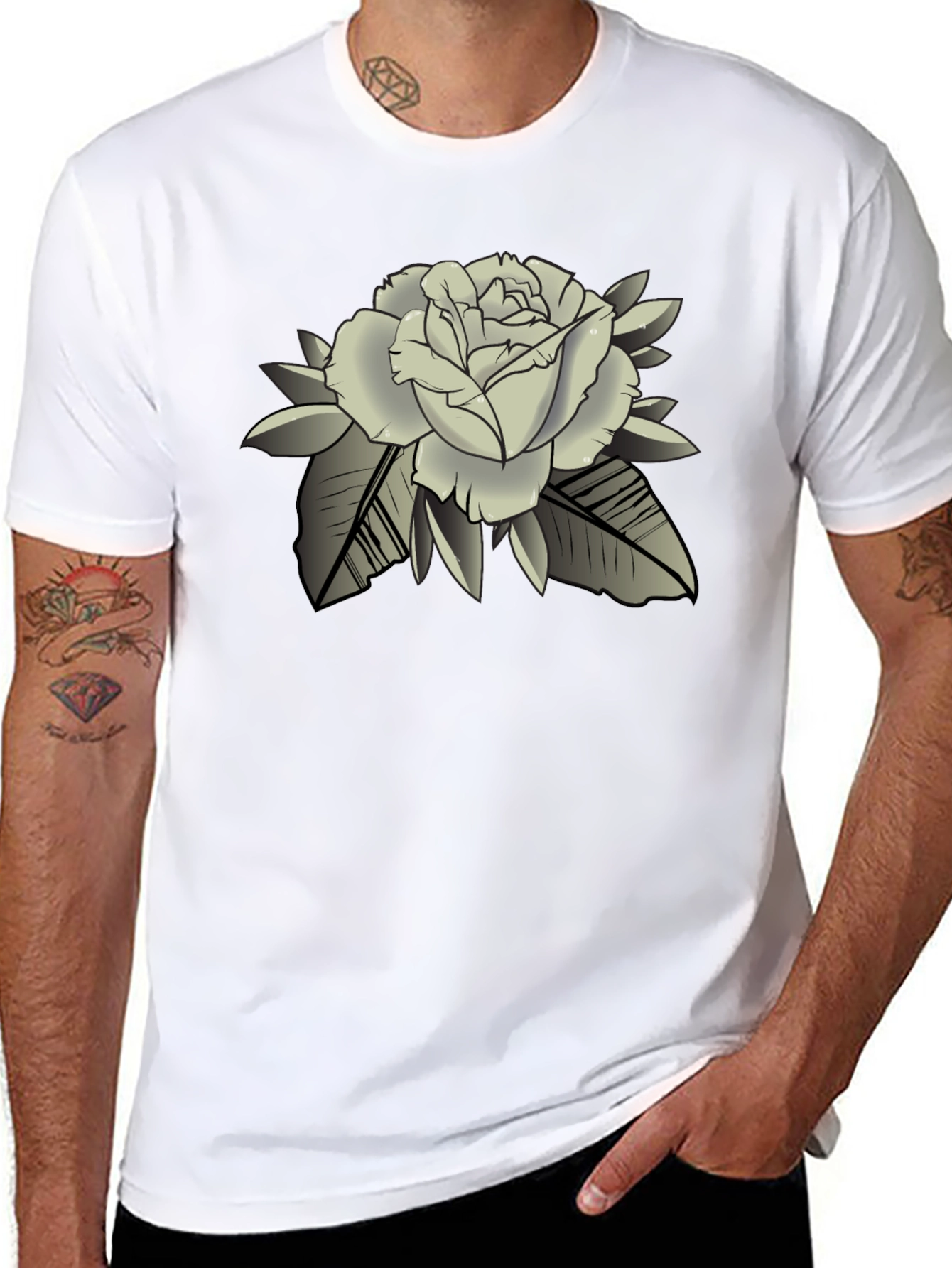 Black Rose Graphic Black T-Shirt - Classic Style view 8