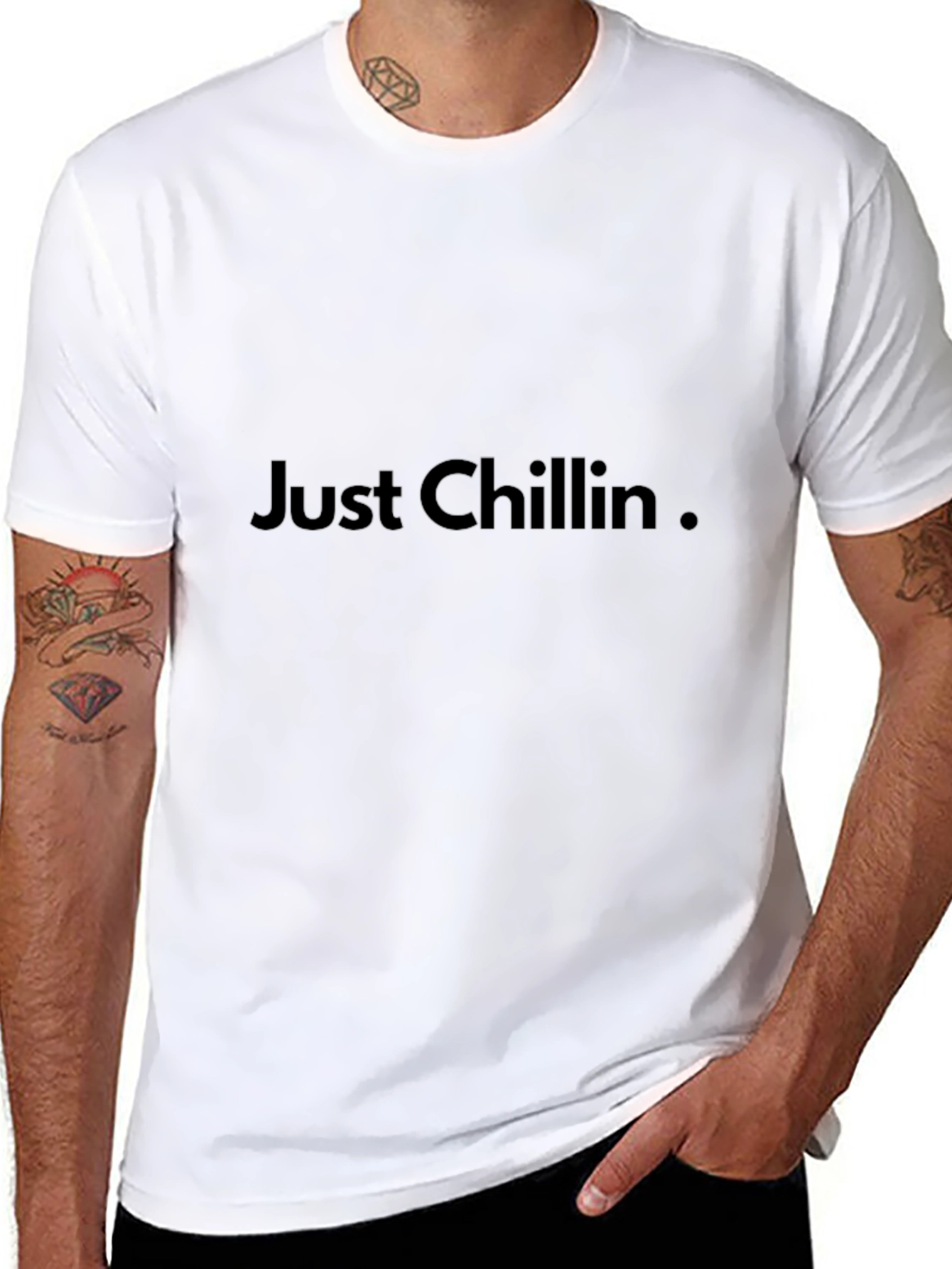 Black Just Chillin' Black Graphic Tee view 8