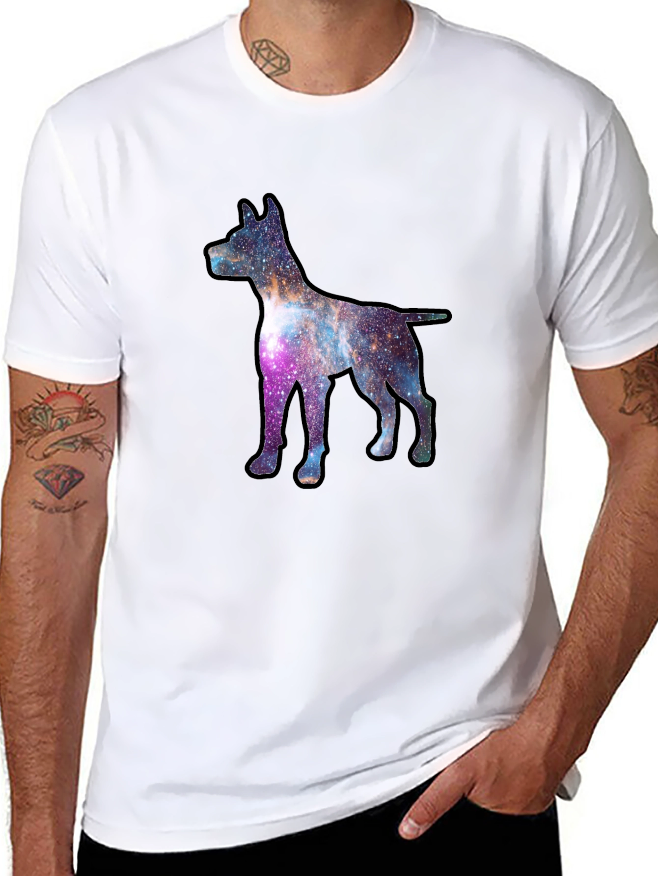 Black Galaxy Dog Graphic Tee - Black view 8