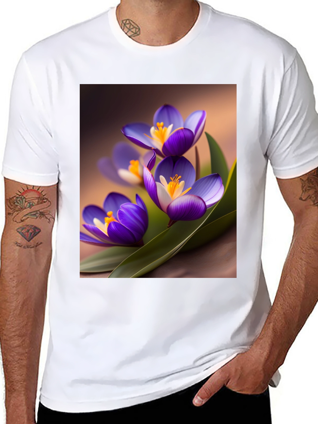 Black Floral Crocus Graphic Tee - Black view 8