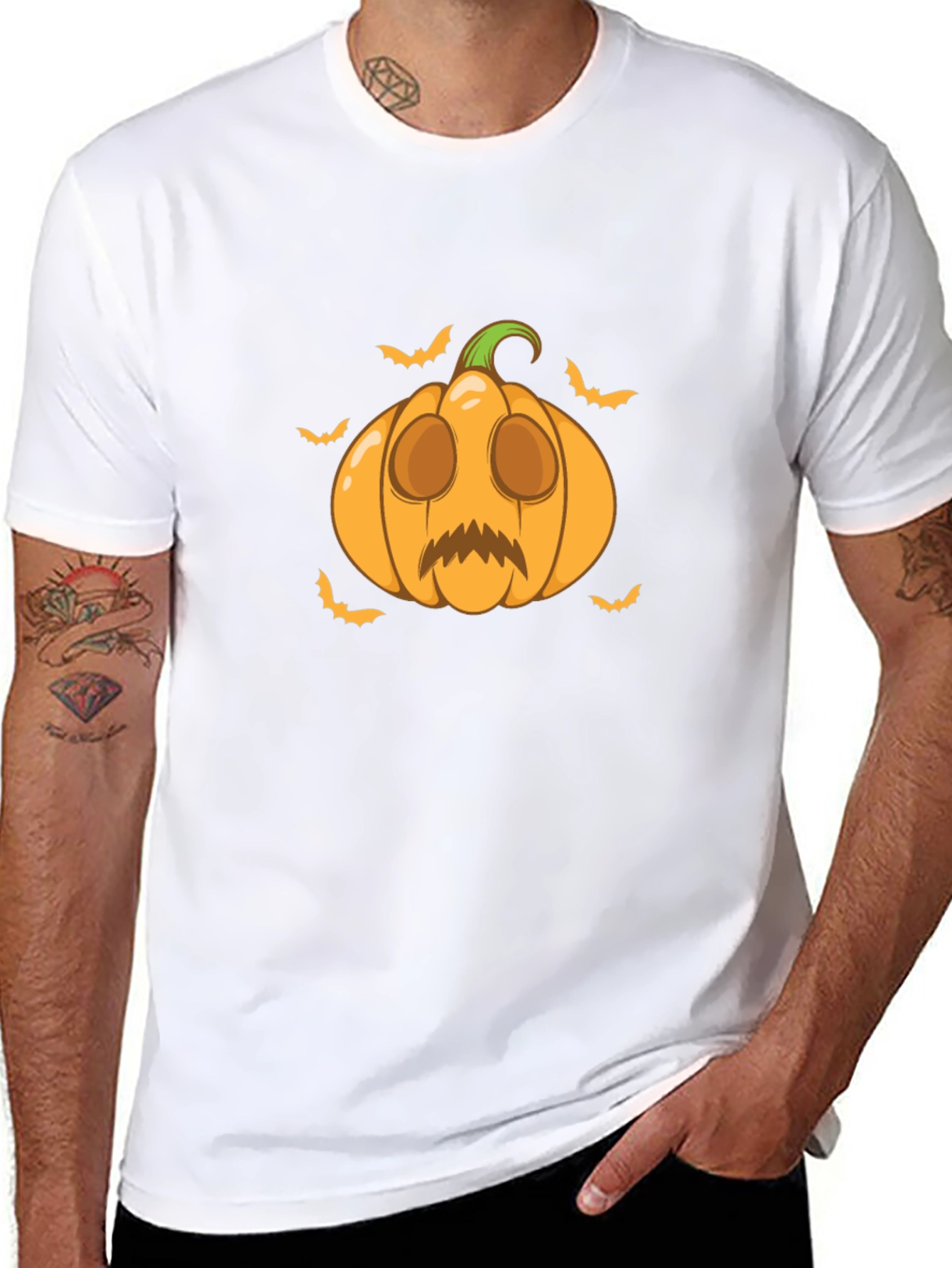 Black Halloween Pumpkin Graphic Tee - Spooky Season Shirt view 8