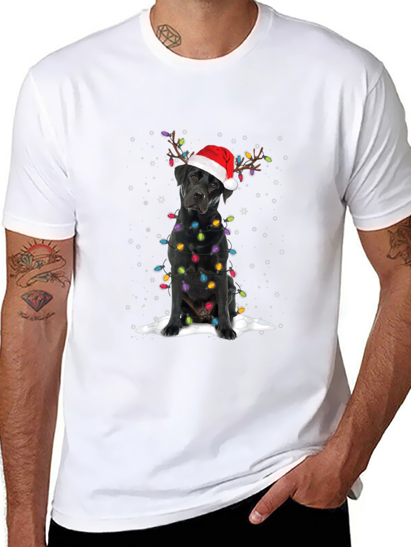 Festive Black Lab Christmas T-Shirt - 8