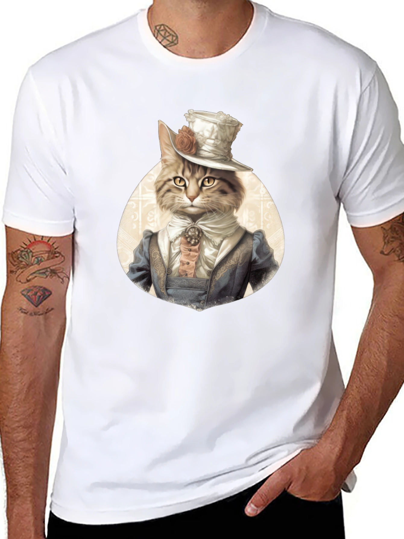 Black Steampunk Cat T-Shirt - Unique Design view 8