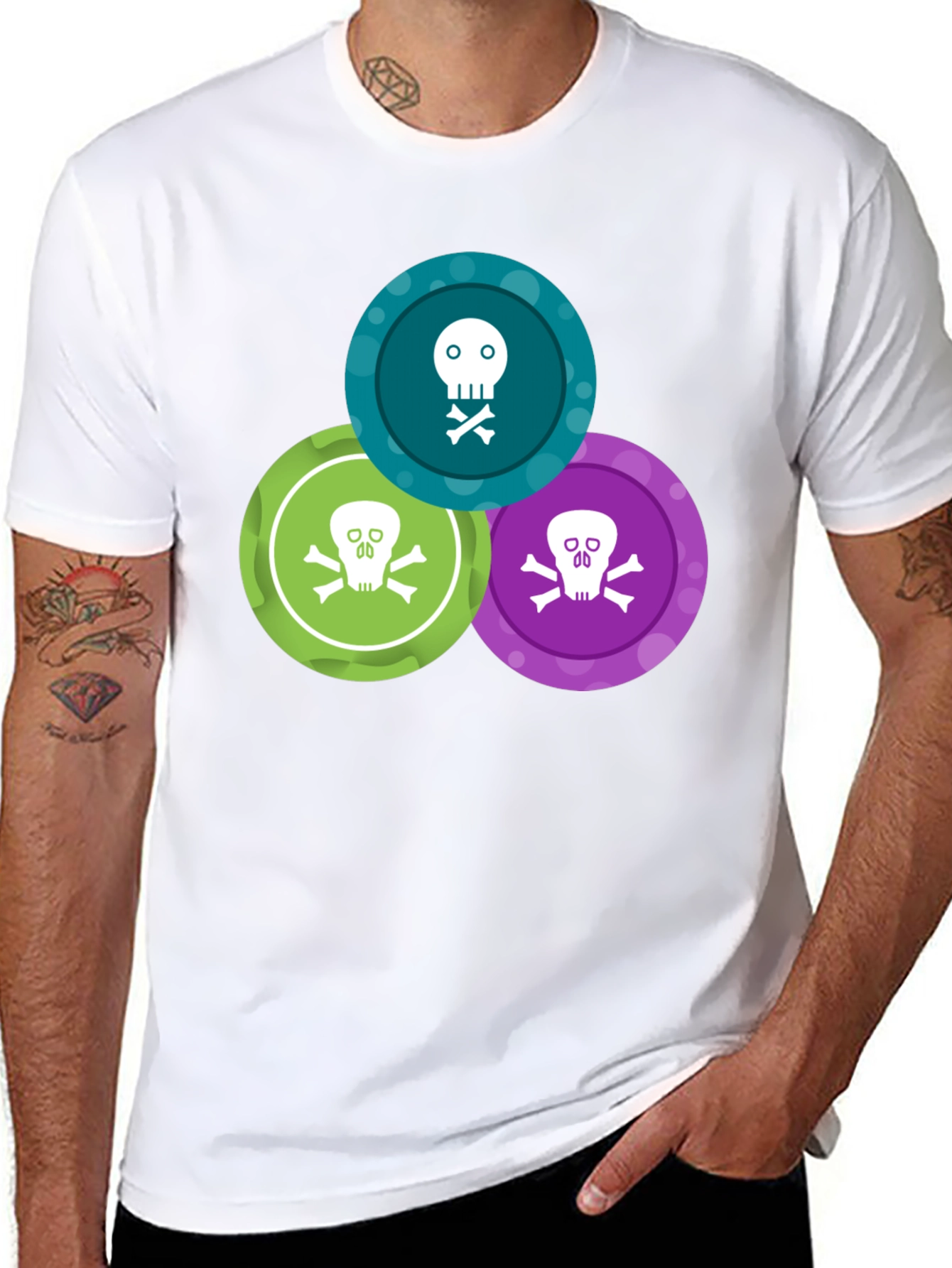 Black Skull & Crossbones T-Shirt - Graphic Print Tee view 8