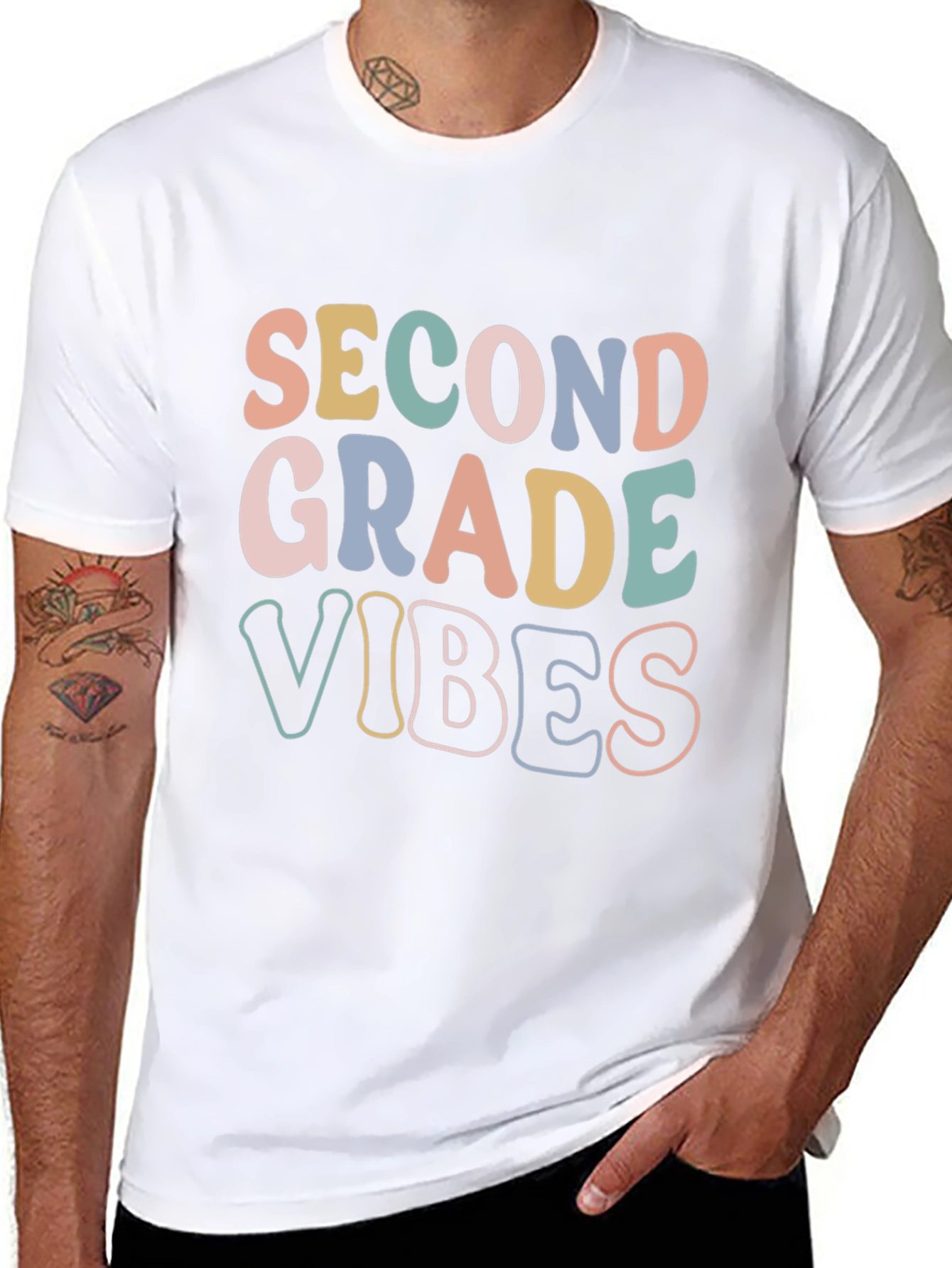 Black Second Grade Vibes Graphic T-Shirt view 8
