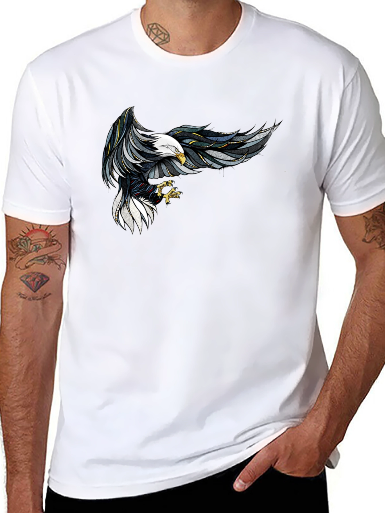 Black Eagle Graphic Print Black T-Shirt view 8