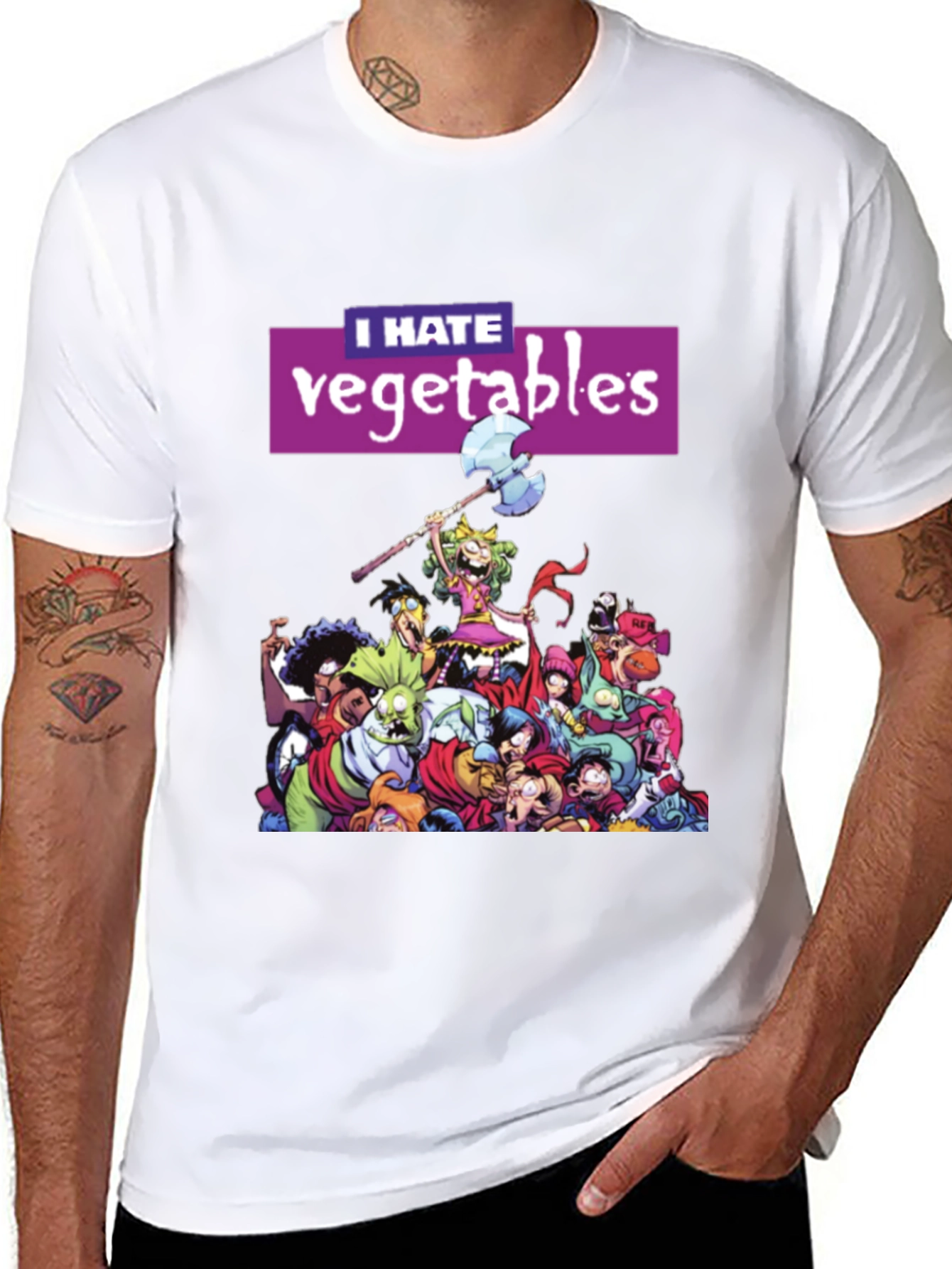 Black I Hate Vegetables Graphic T-Shirt view 8