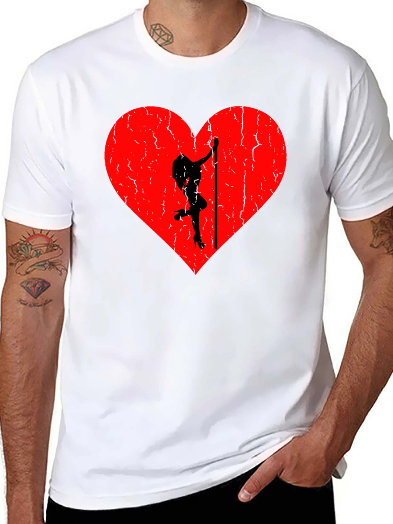 Black Heart Pole Dancer Graphic Tee - Black view 8