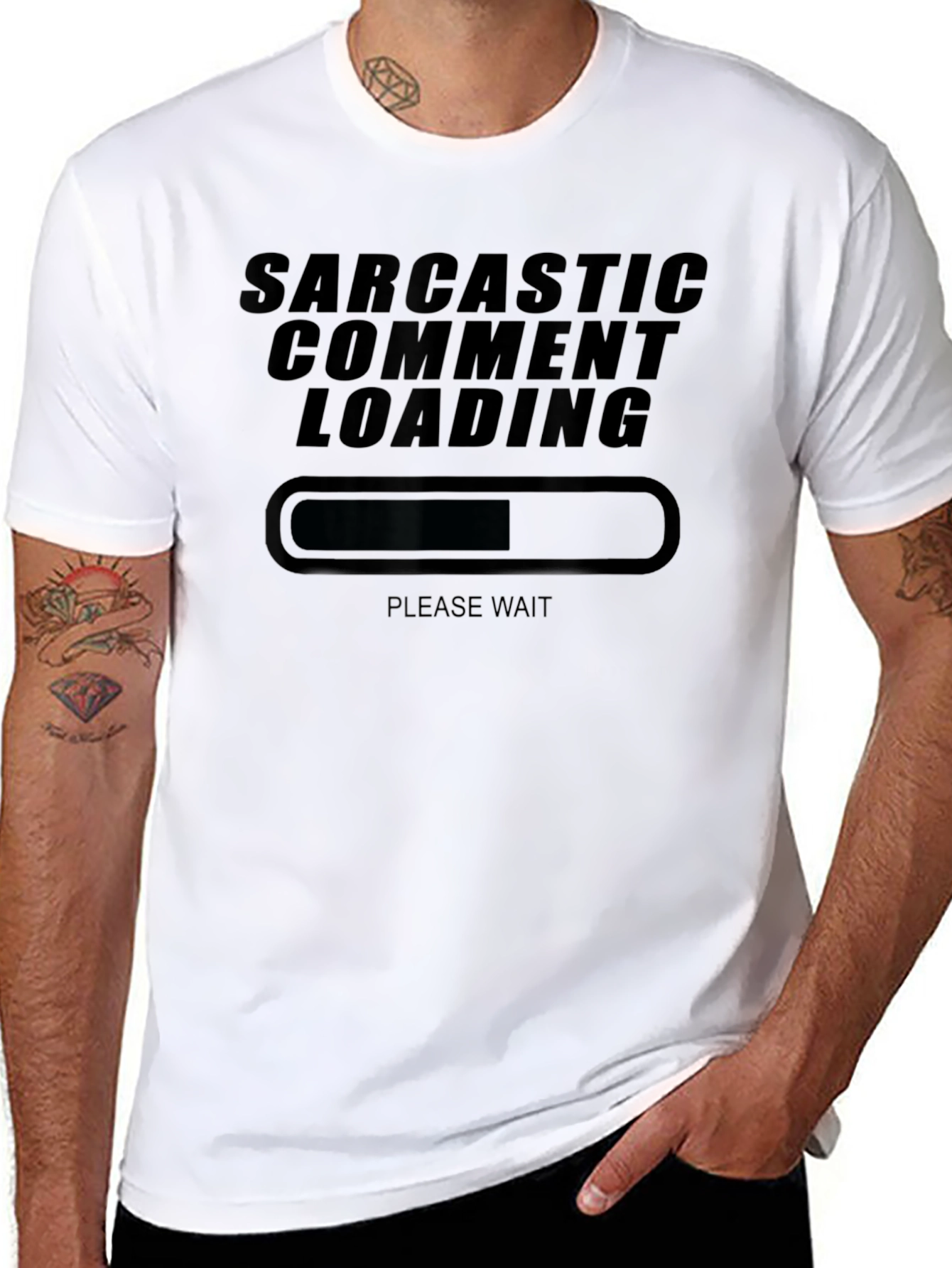 Black Sarcastic Comment Loading T-Shirt Funny Humor Tee view 8
