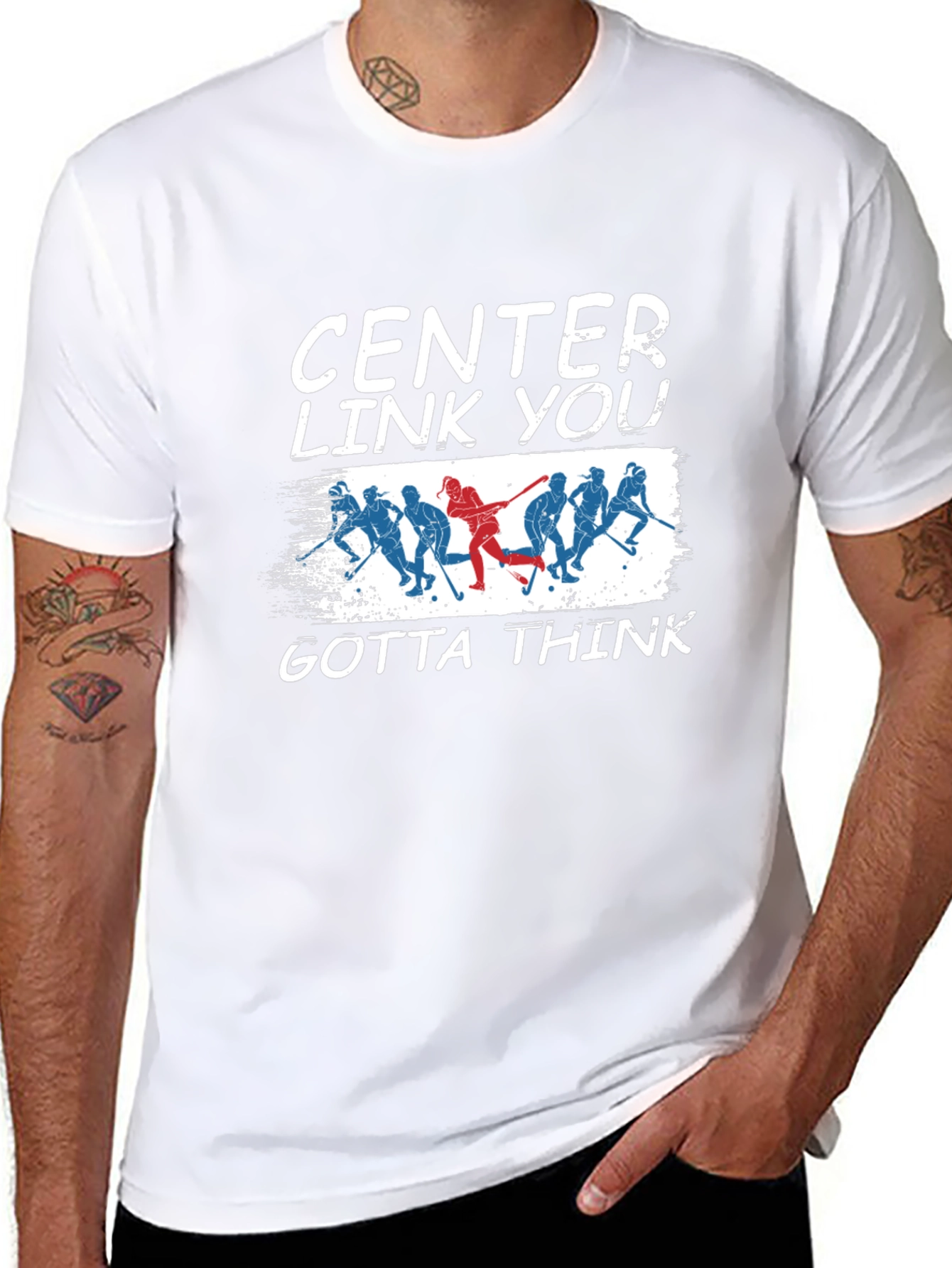 Black Center Link You Gotta Think Hockey Graphic Tee view 8