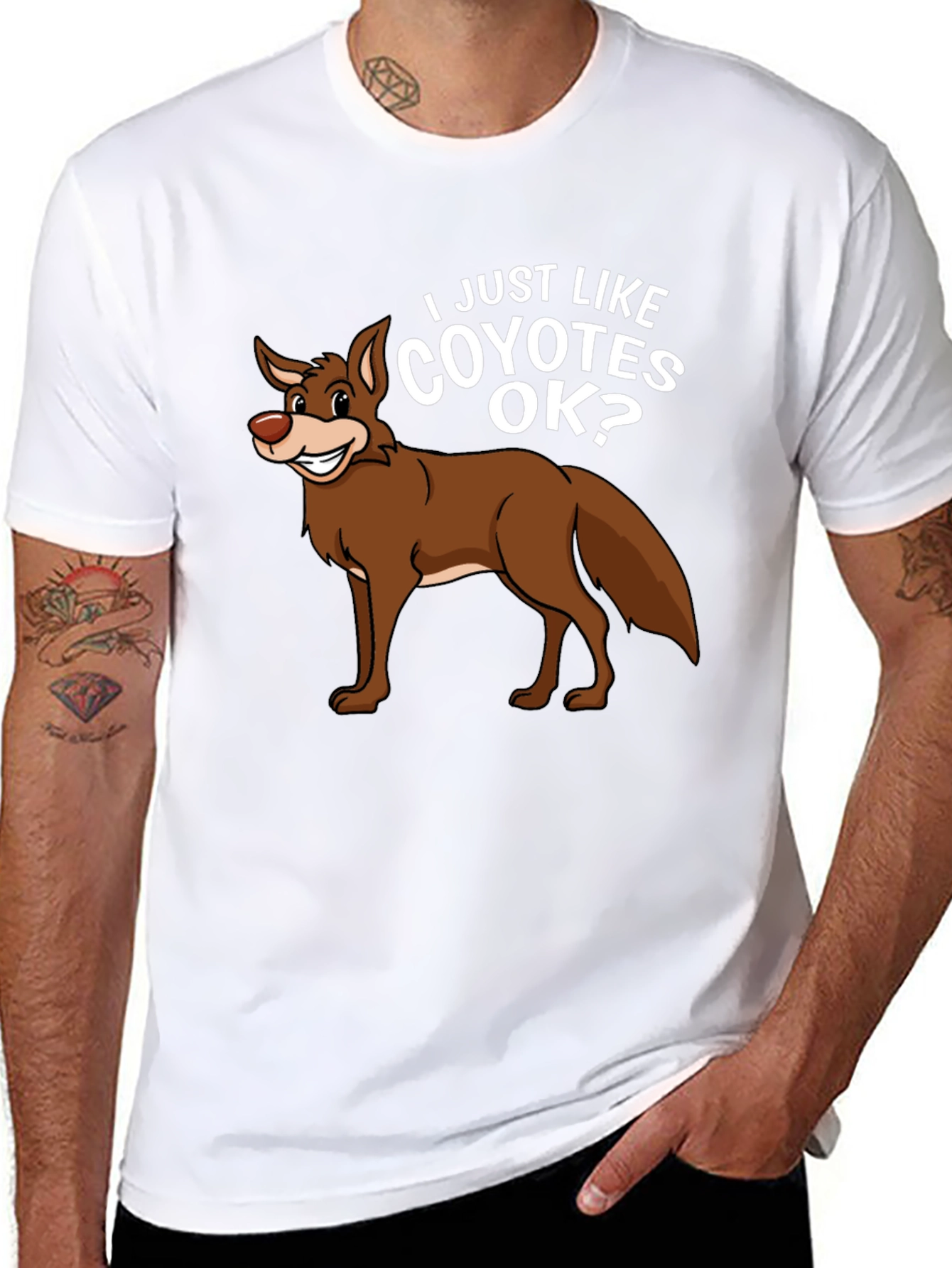 Black I Just Like Coyotes OK? Graphic T-Shirt view 8